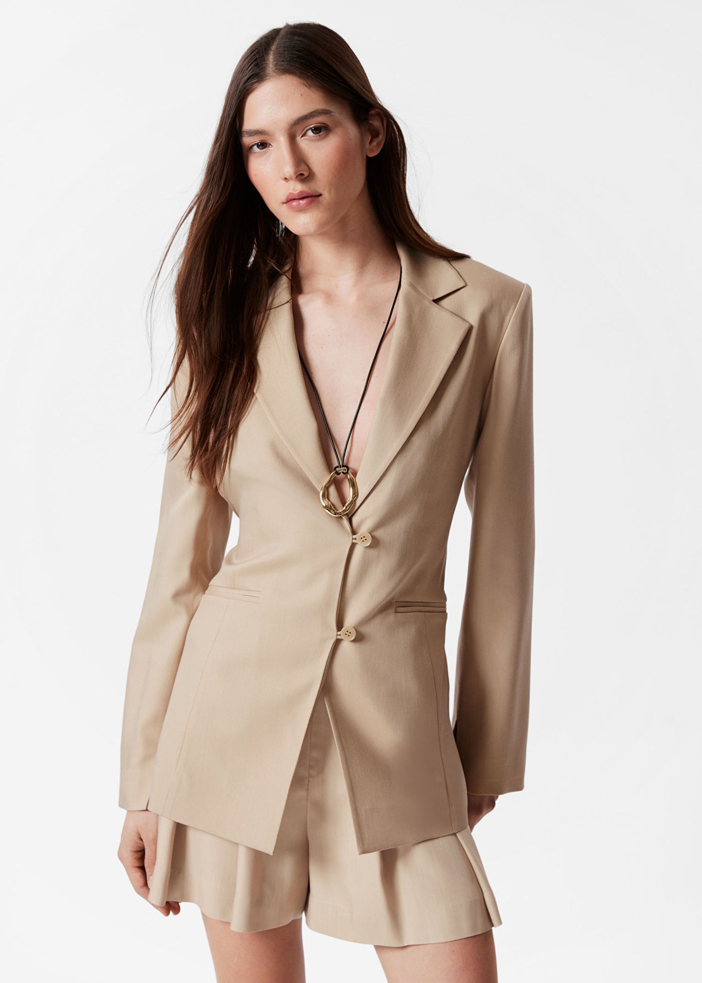 Single-Breasted Lace-Up Blazer