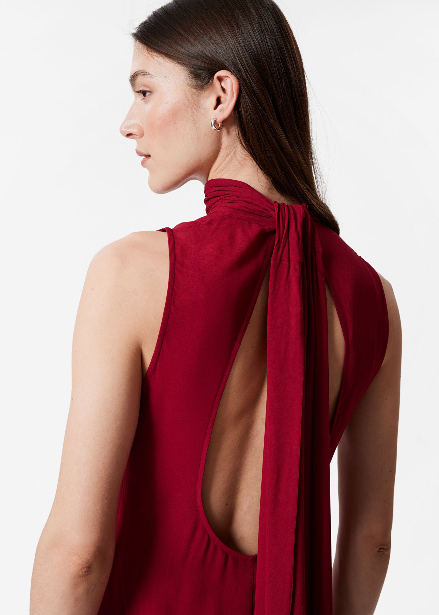 Scarf-Detail Midi Dress