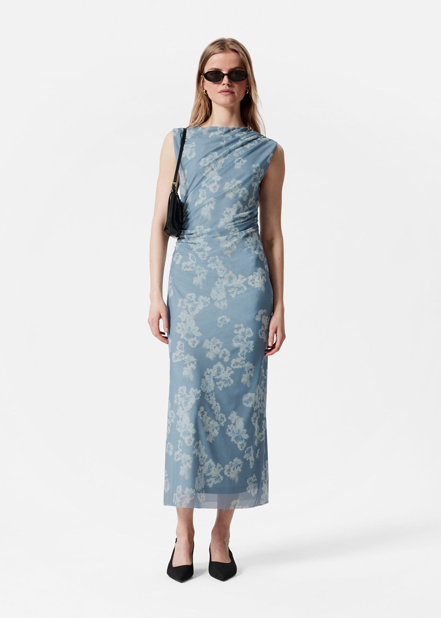 Draped Sleeveless Midi Dress