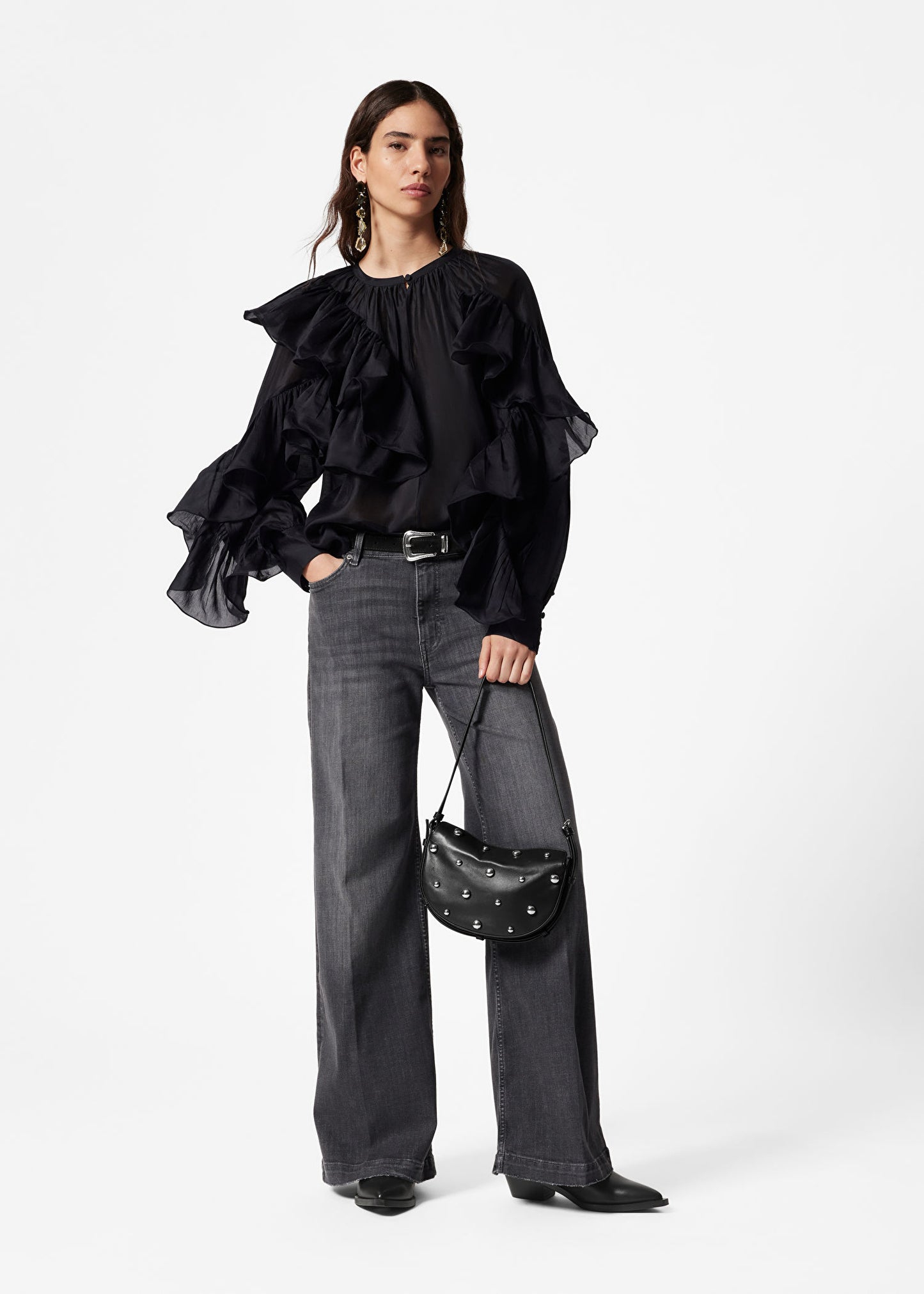 Asymmetric Ruffle Blouse