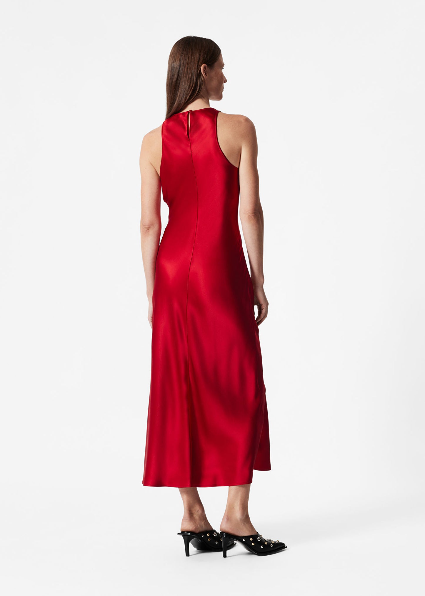 Sleeveless Satin Midi Dress