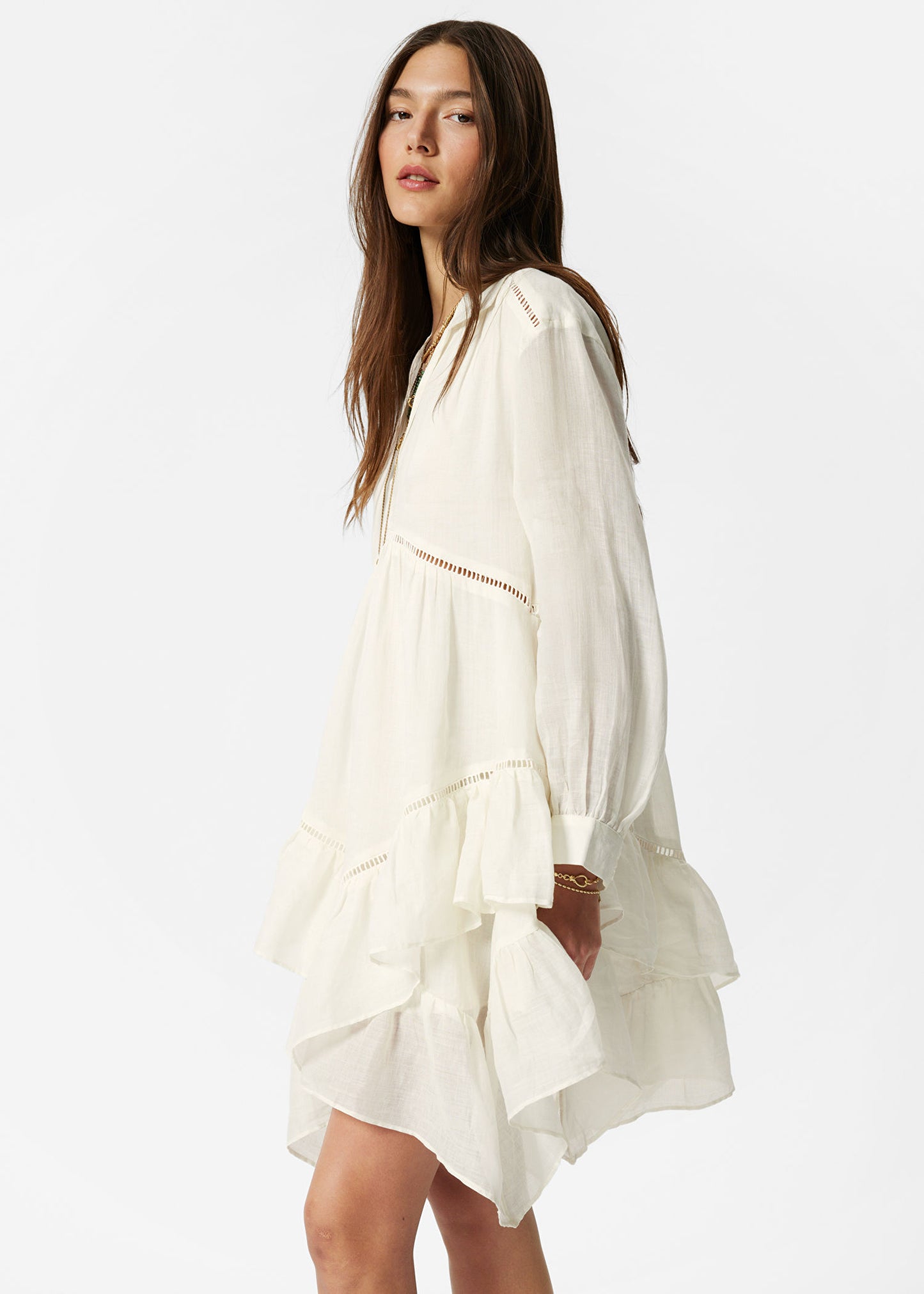 Ruffle Ramie Mini Dress