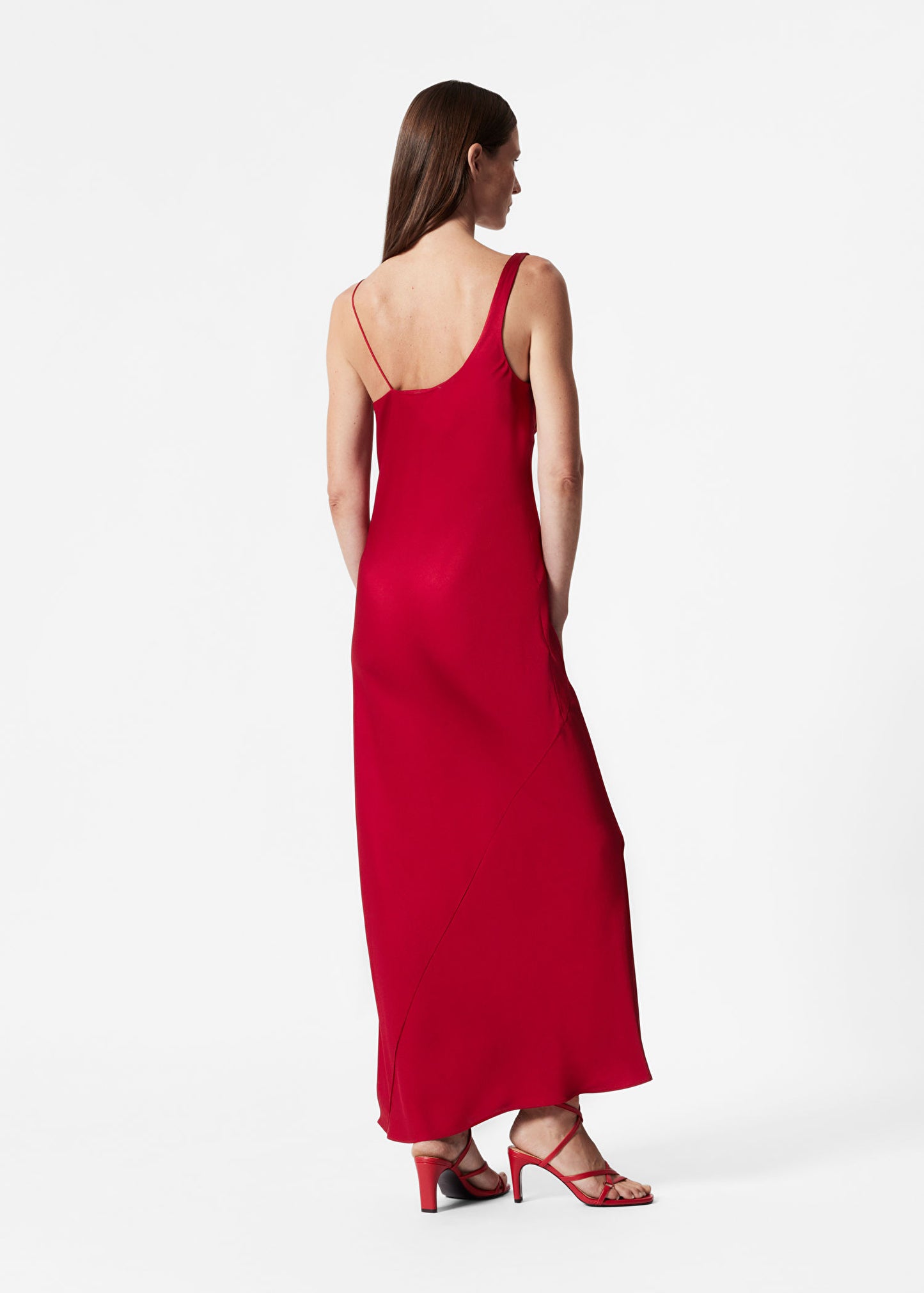 Asymmetric Cowl-Neck Midi Dress