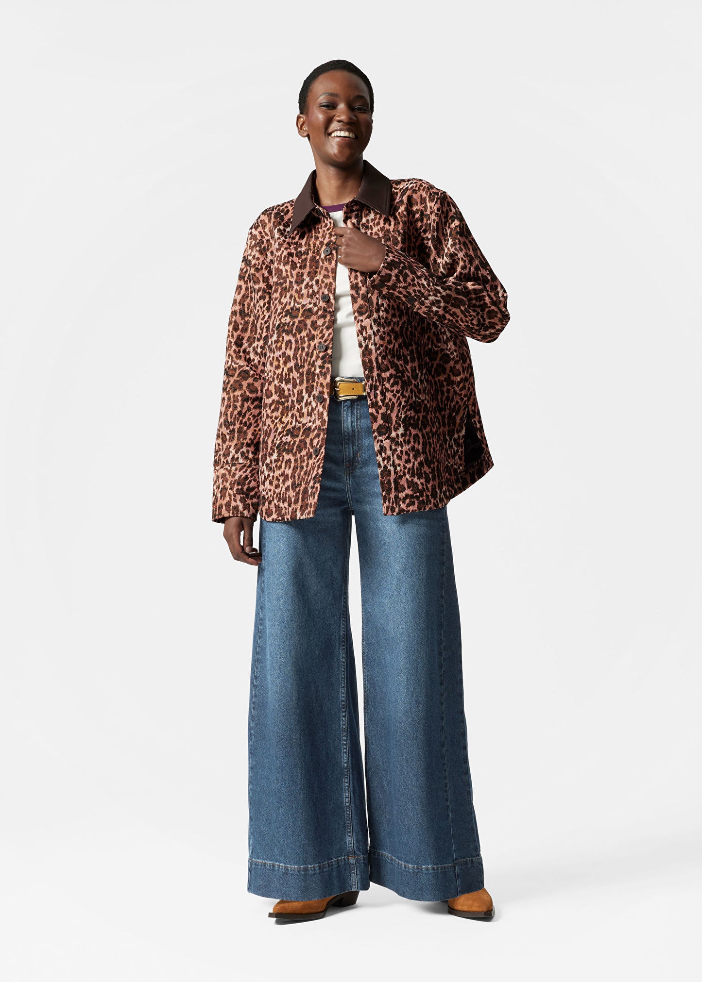 Contrast Collar Jacquard Jacket