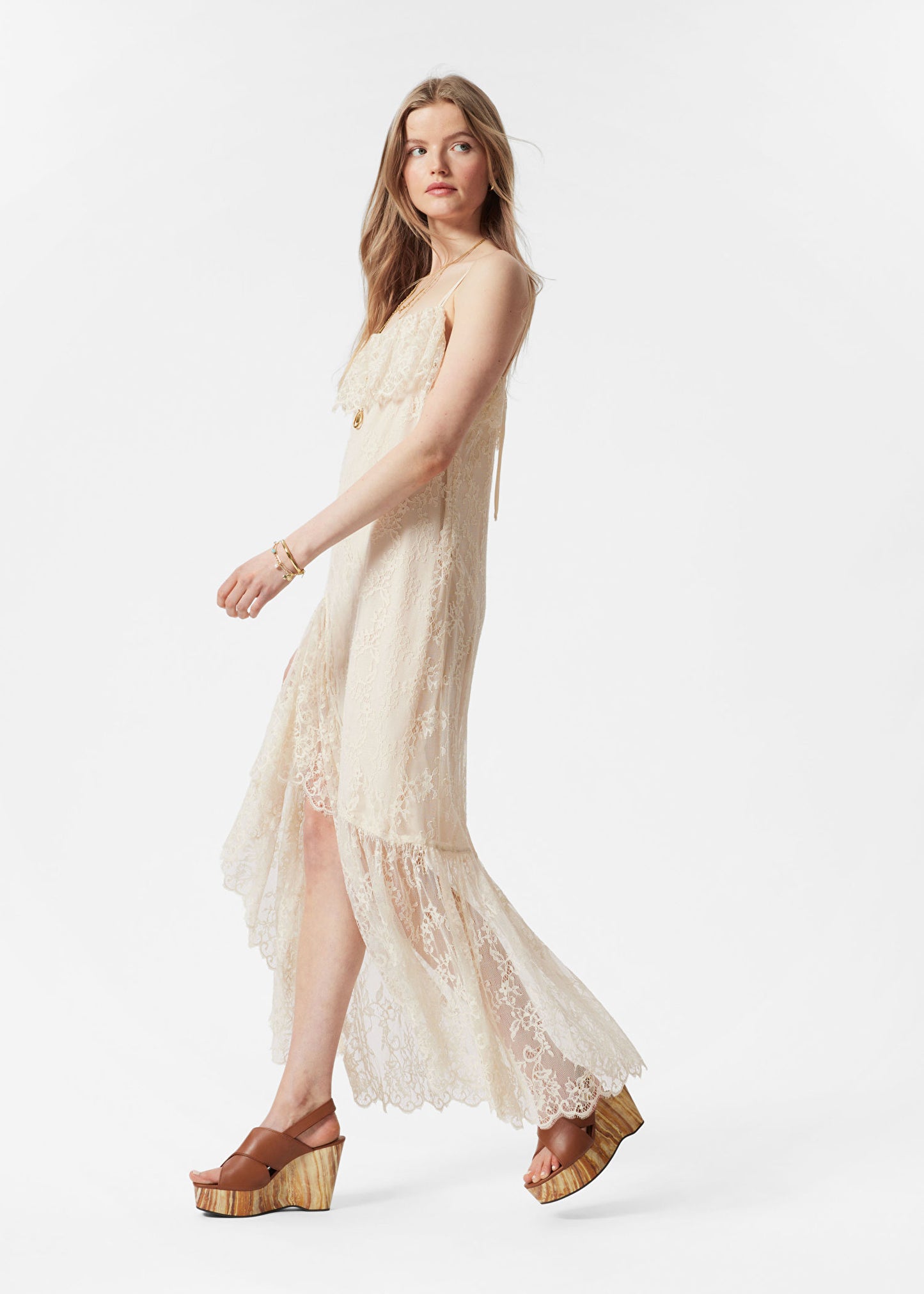 Ruffle Lace Midi Dress
