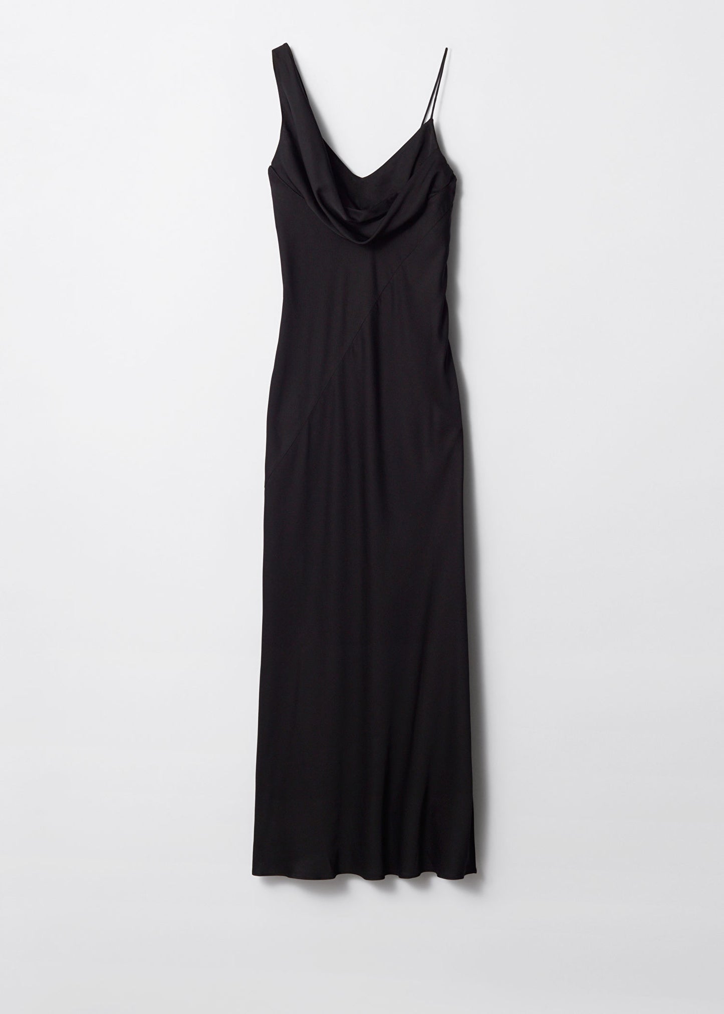 Asymmetric Cowl-Neck Midi Dress