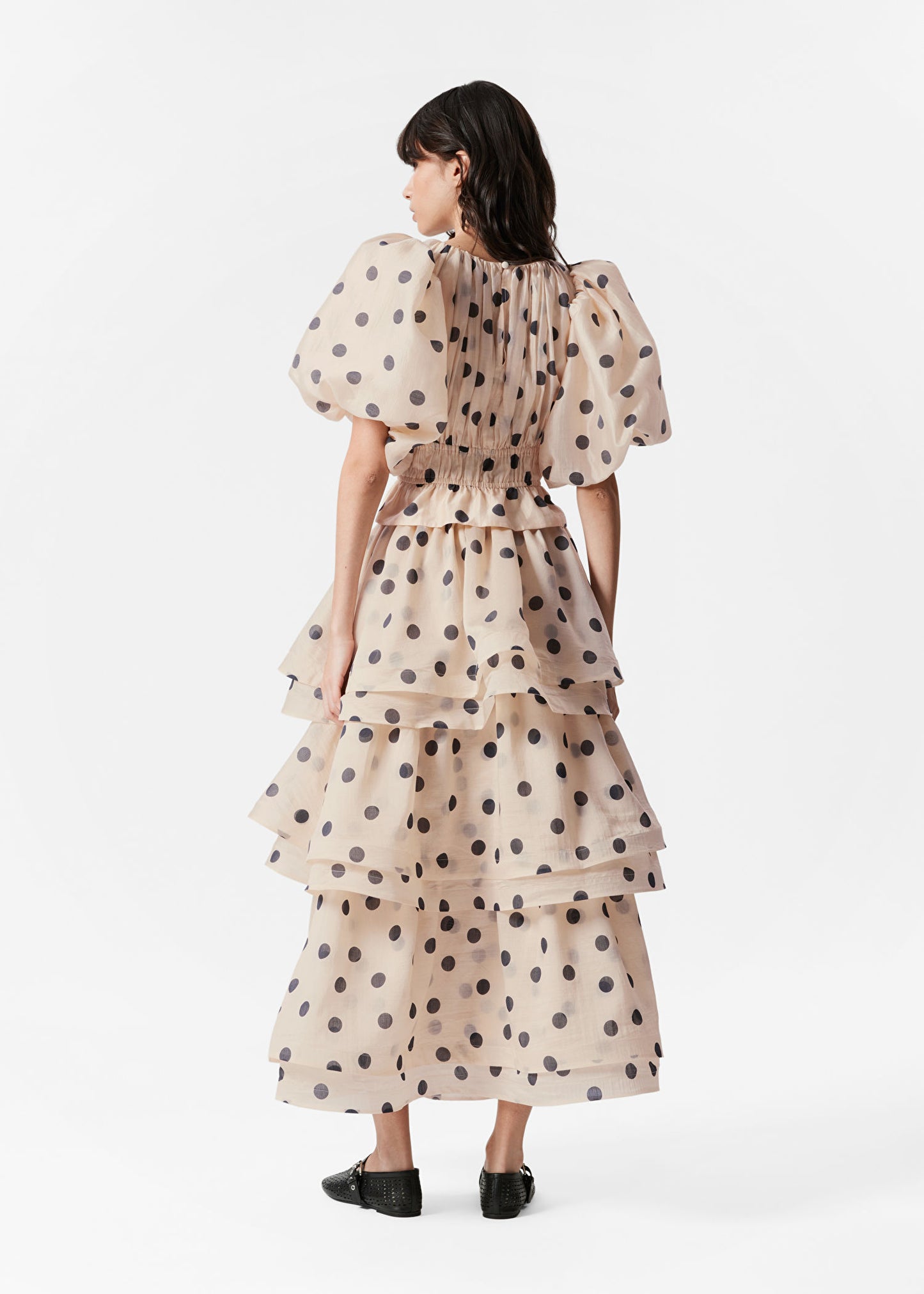 Ruched Balloon-Sleeve Blouse
