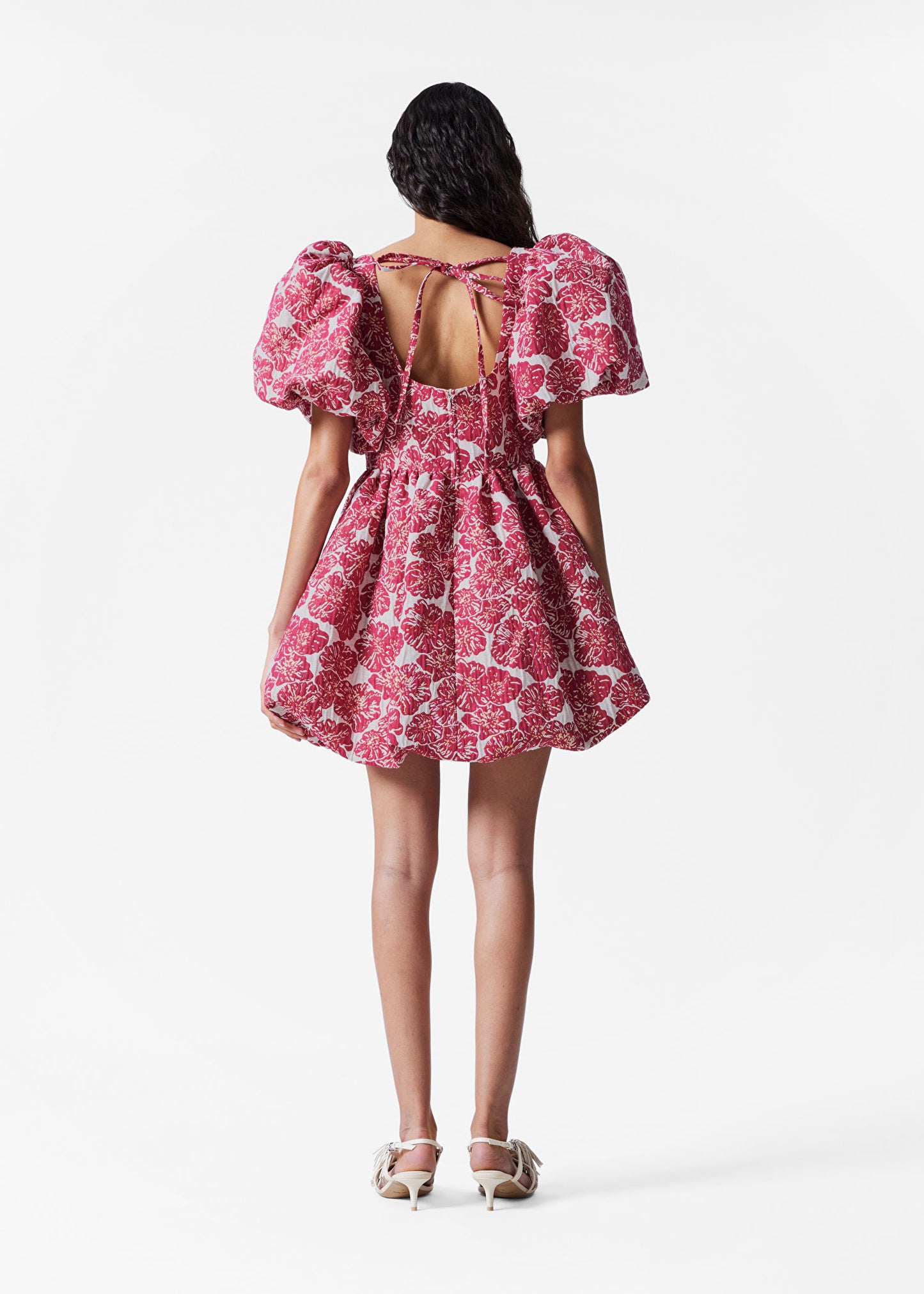 Balloon-Sleeve Mini Dress