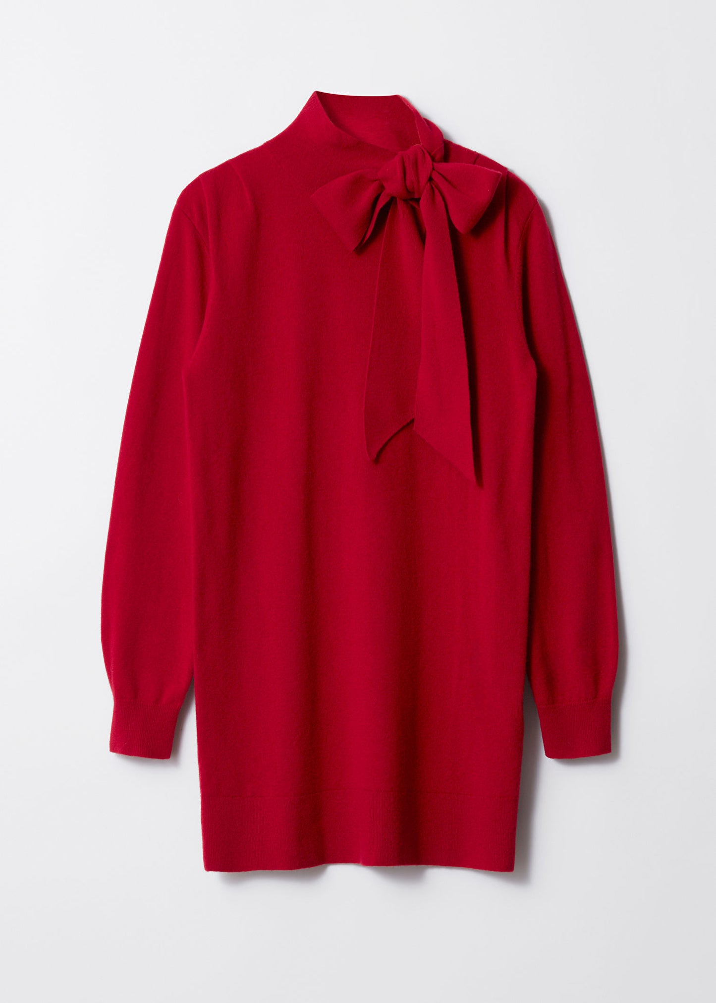 Bow-Detailed Merino Mini Dress
