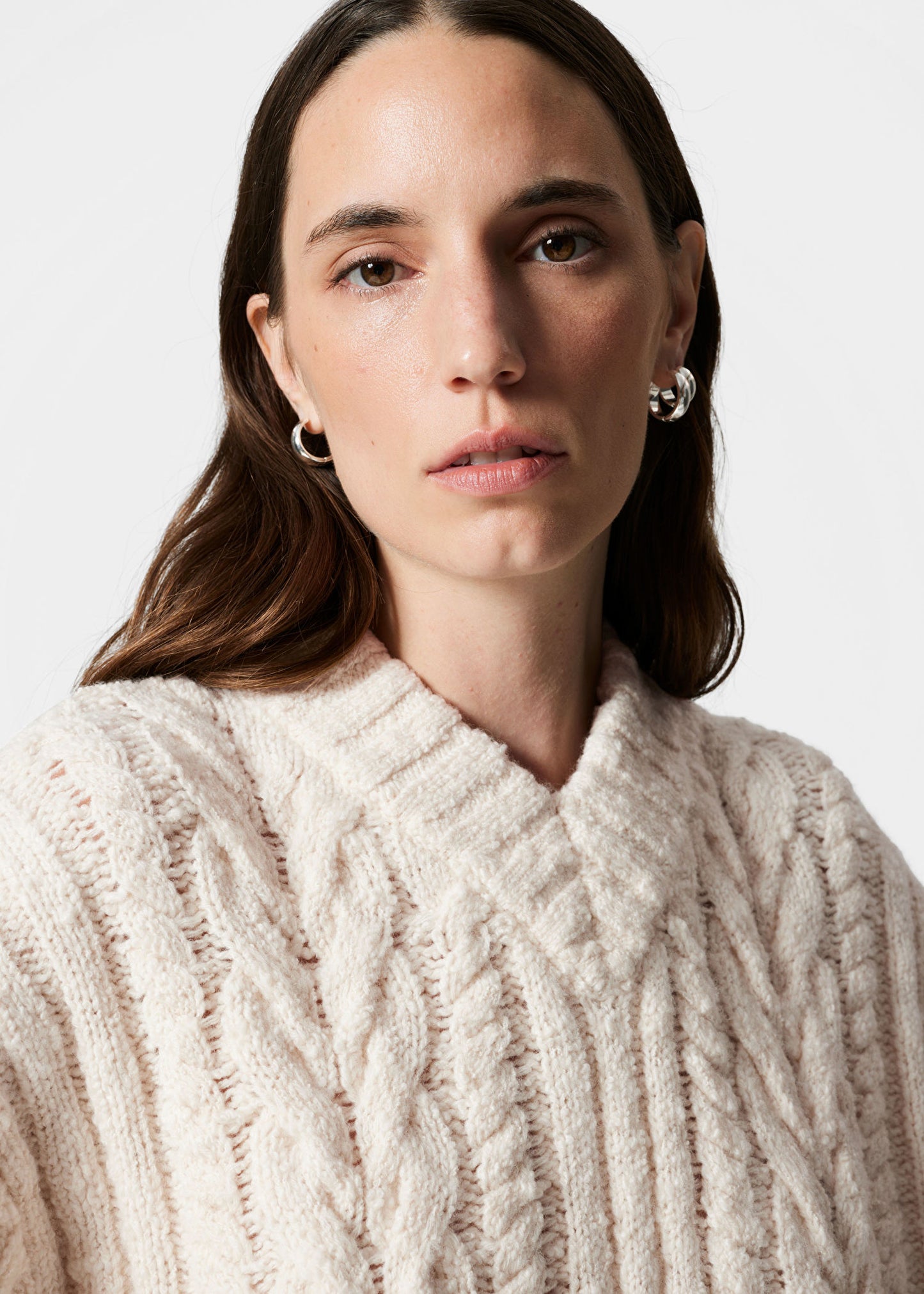 Cable-Knit V-Neck Jumper