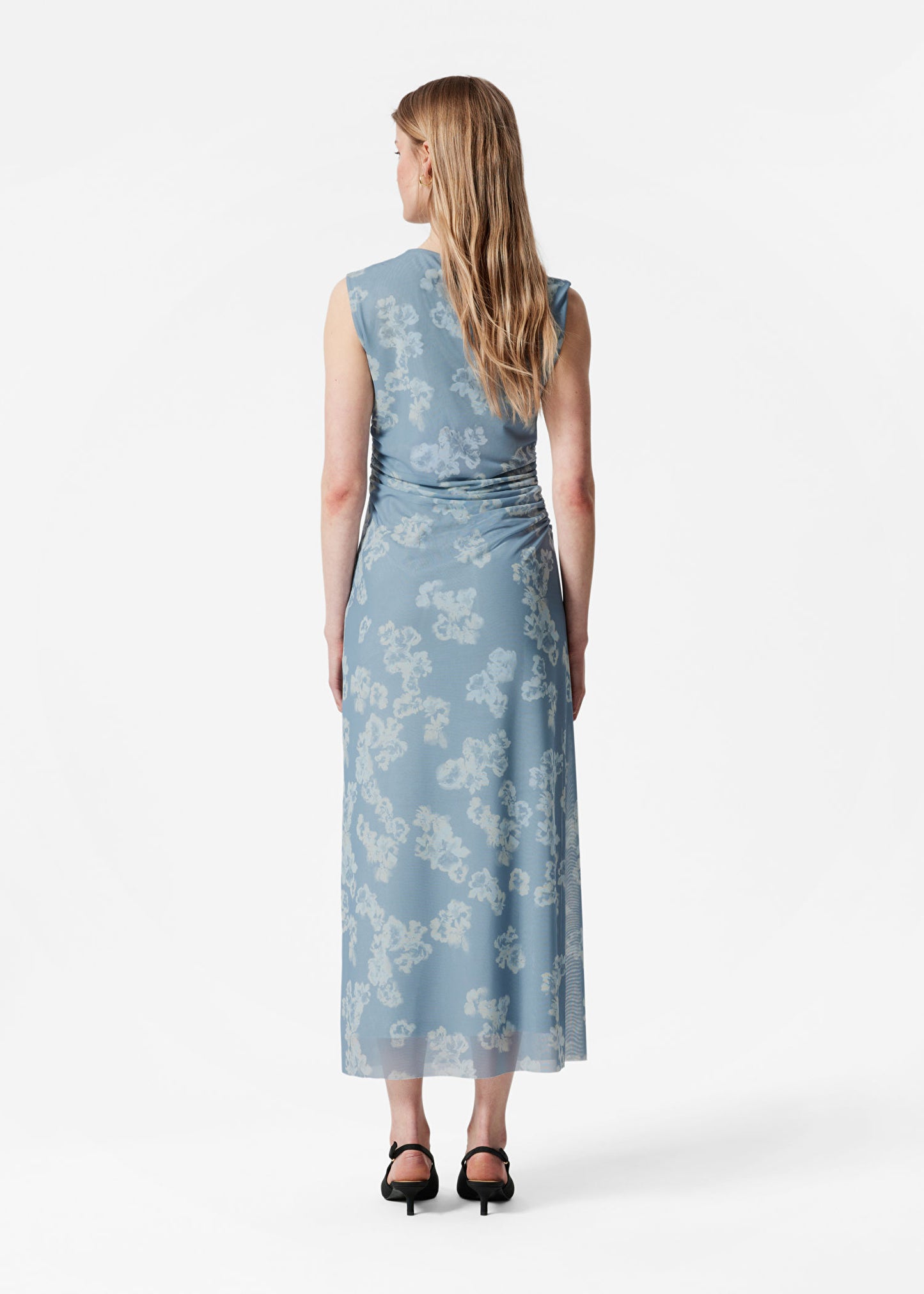 Draped Sleeveless Midi Dress
