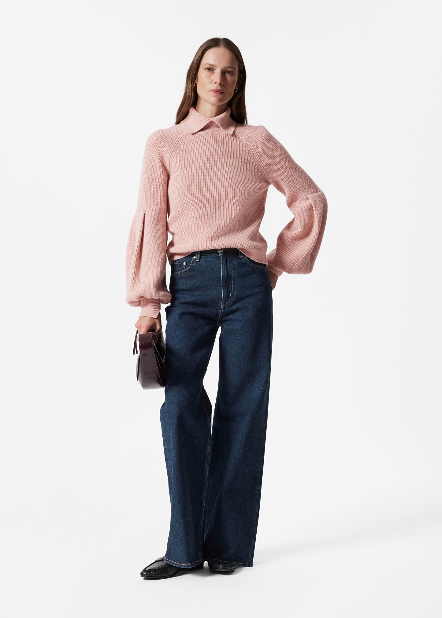 Collared Puff-Sleeve Jumper