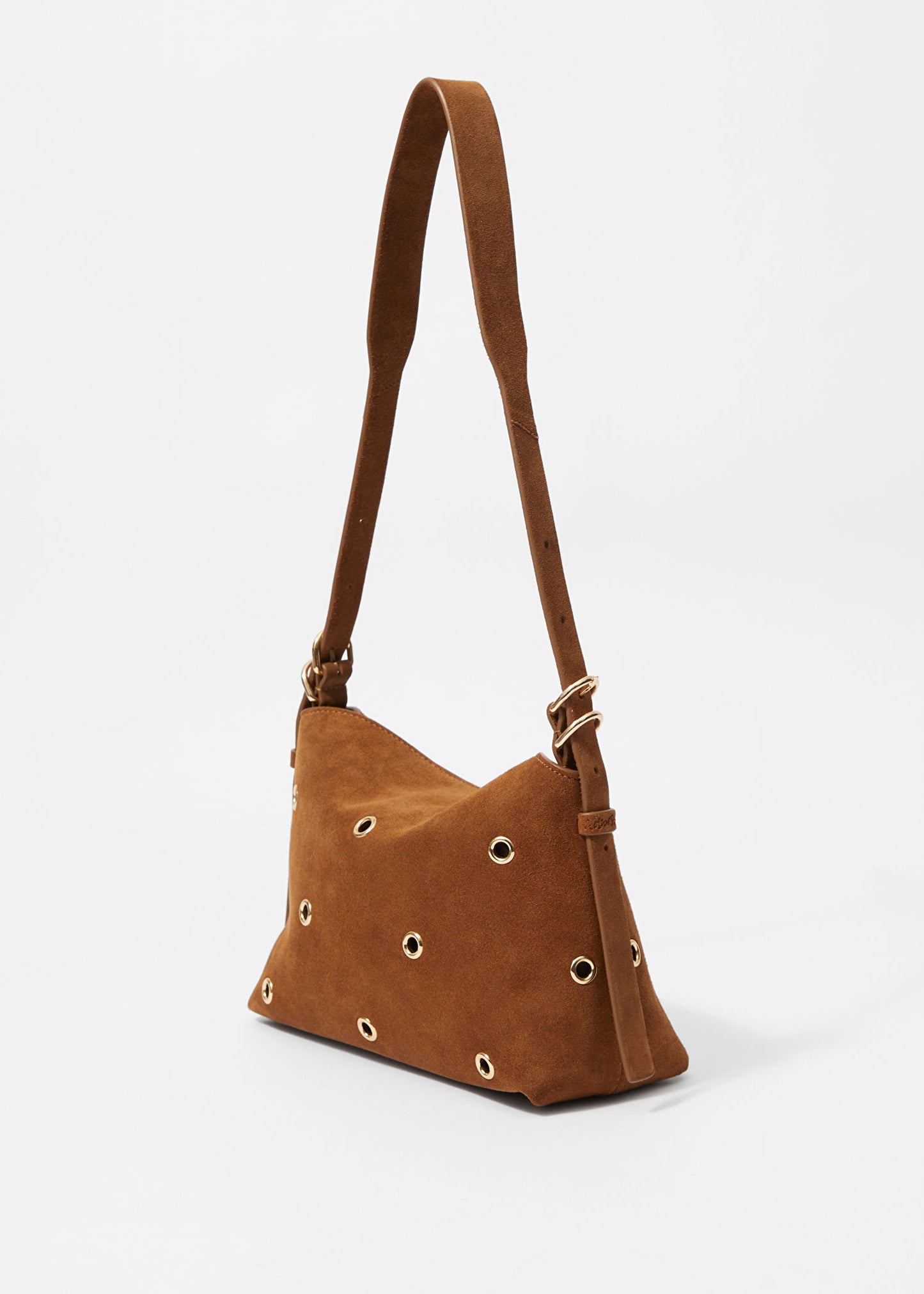 Small Eyelet-Embellished Suede Bag