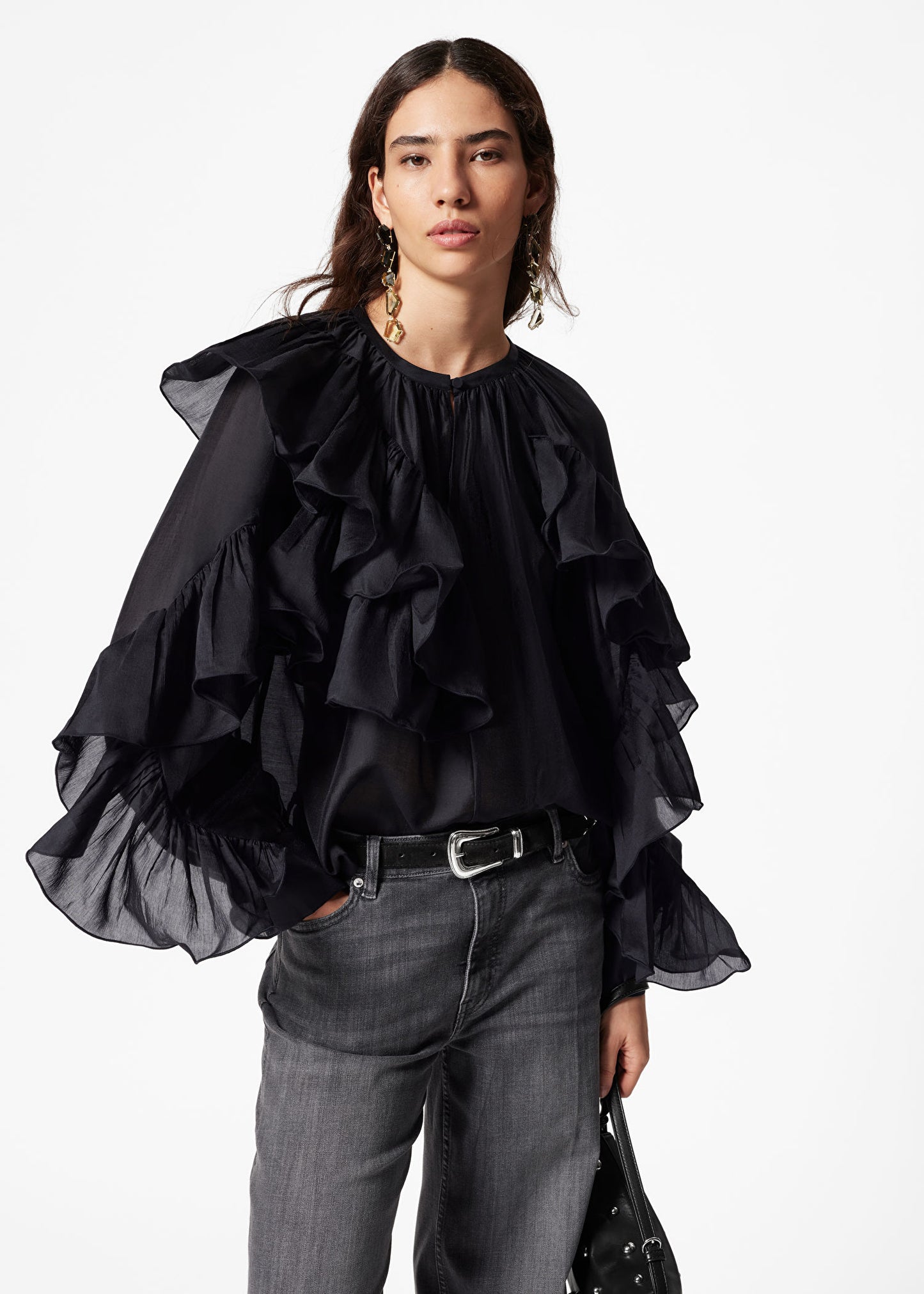 Asymmetric Ruffle Blouse