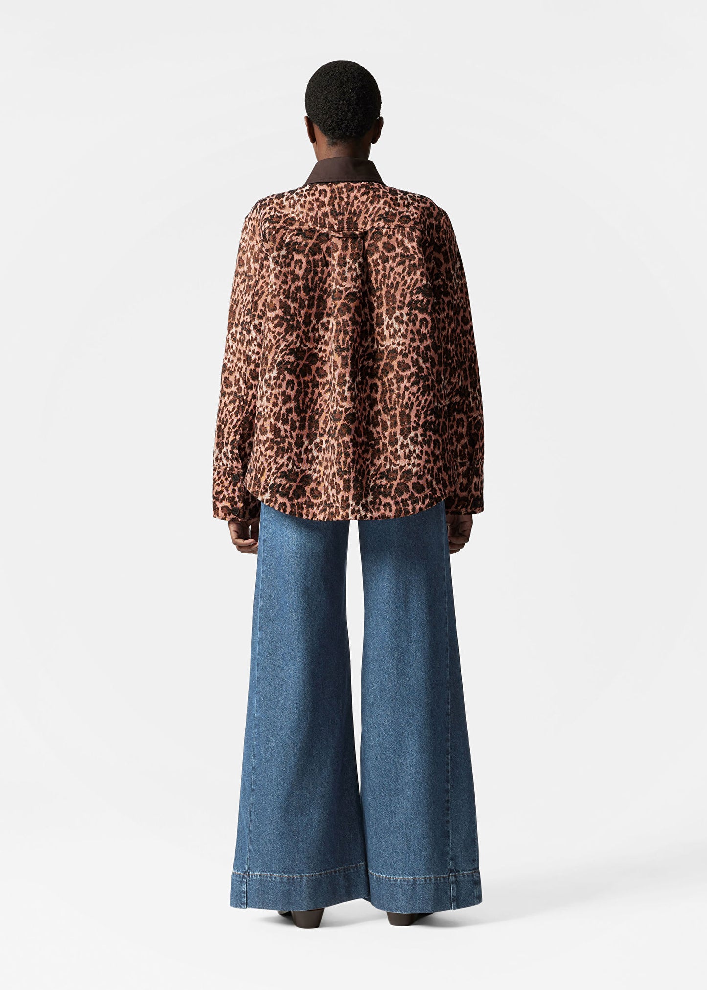 Contrast Collar Jacquard Jacket