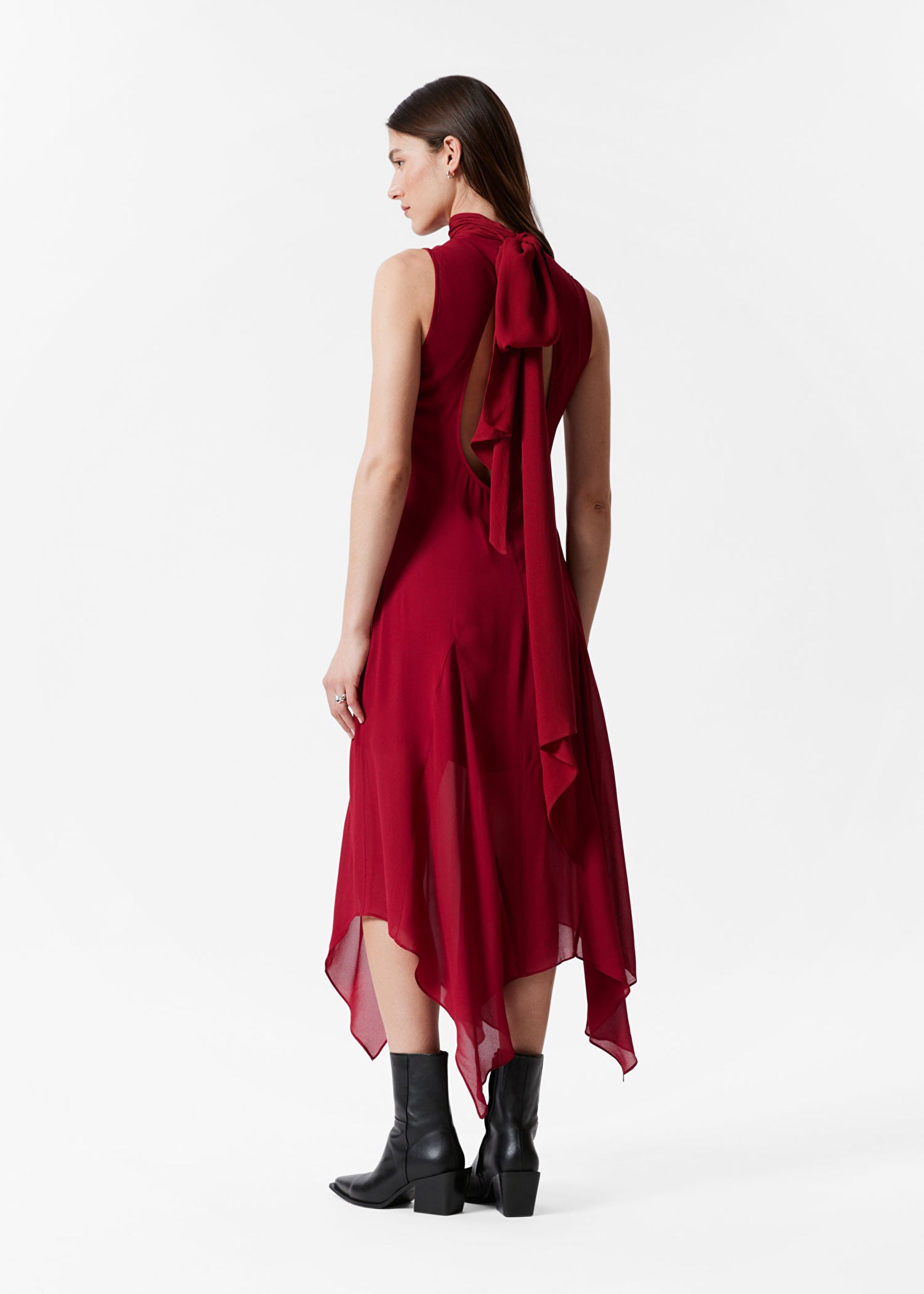Scarf-Detail Midi Dress