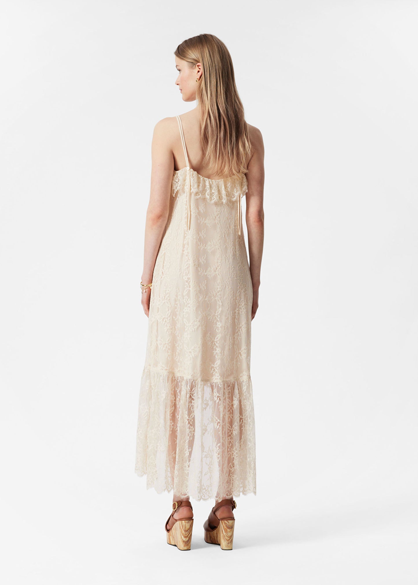 Ruffle Lace Midi Dress
