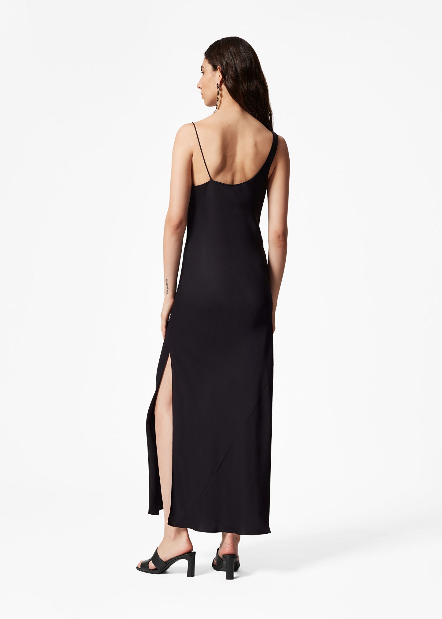 Asymmetric Cowl-Neck Midi Dress