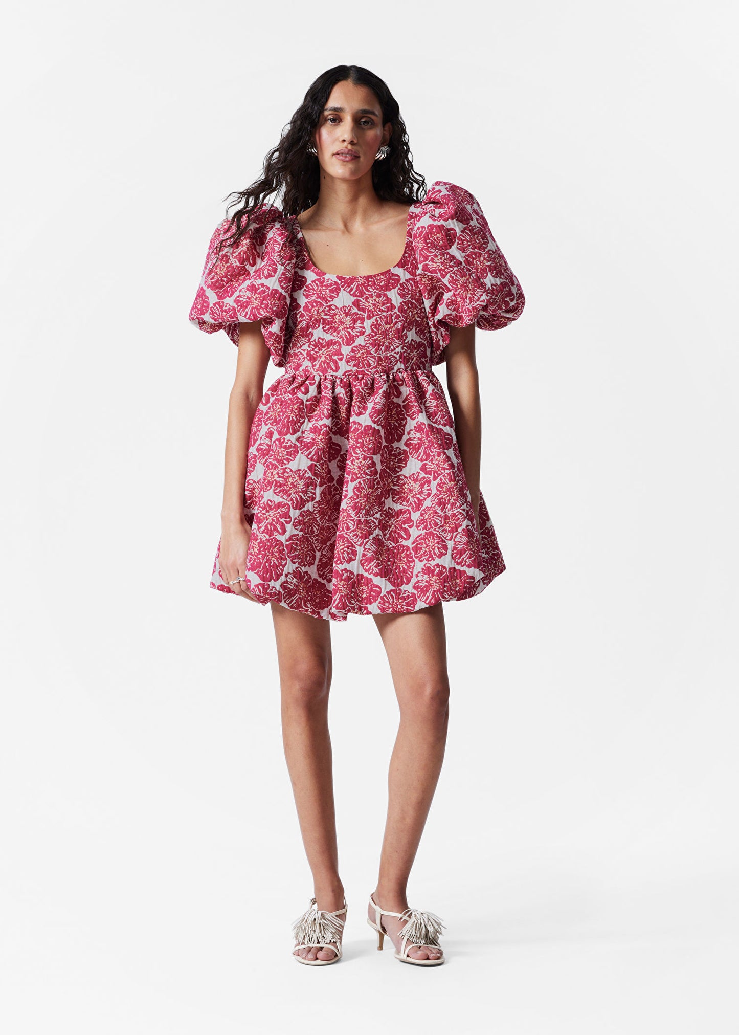 Balloon-Sleeve Mini Dress