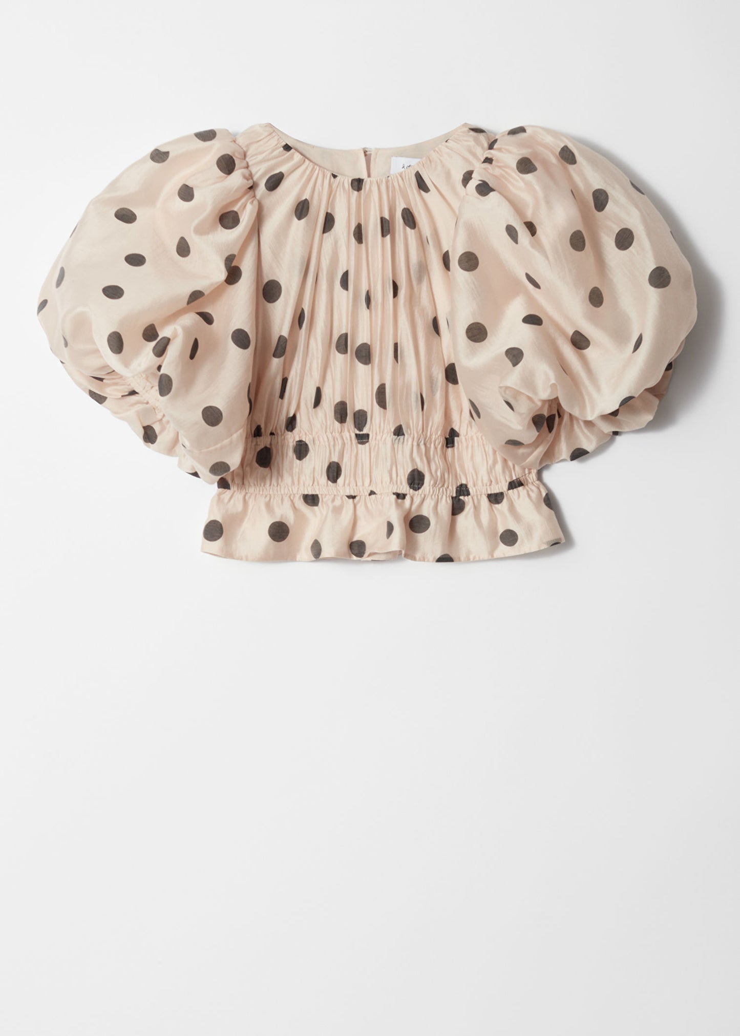 Ruched Balloon-Sleeve Blouse
