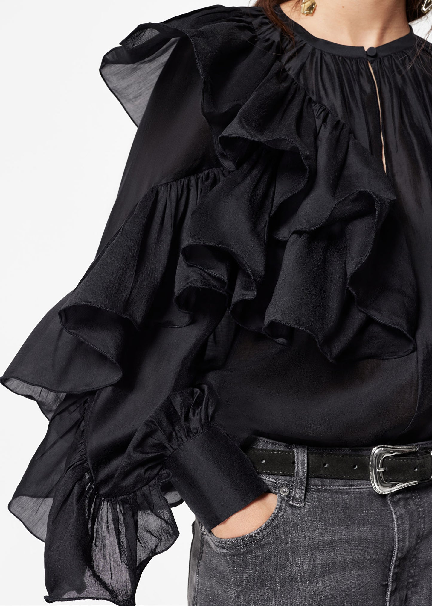 Asymmetric Ruffle Blouse
