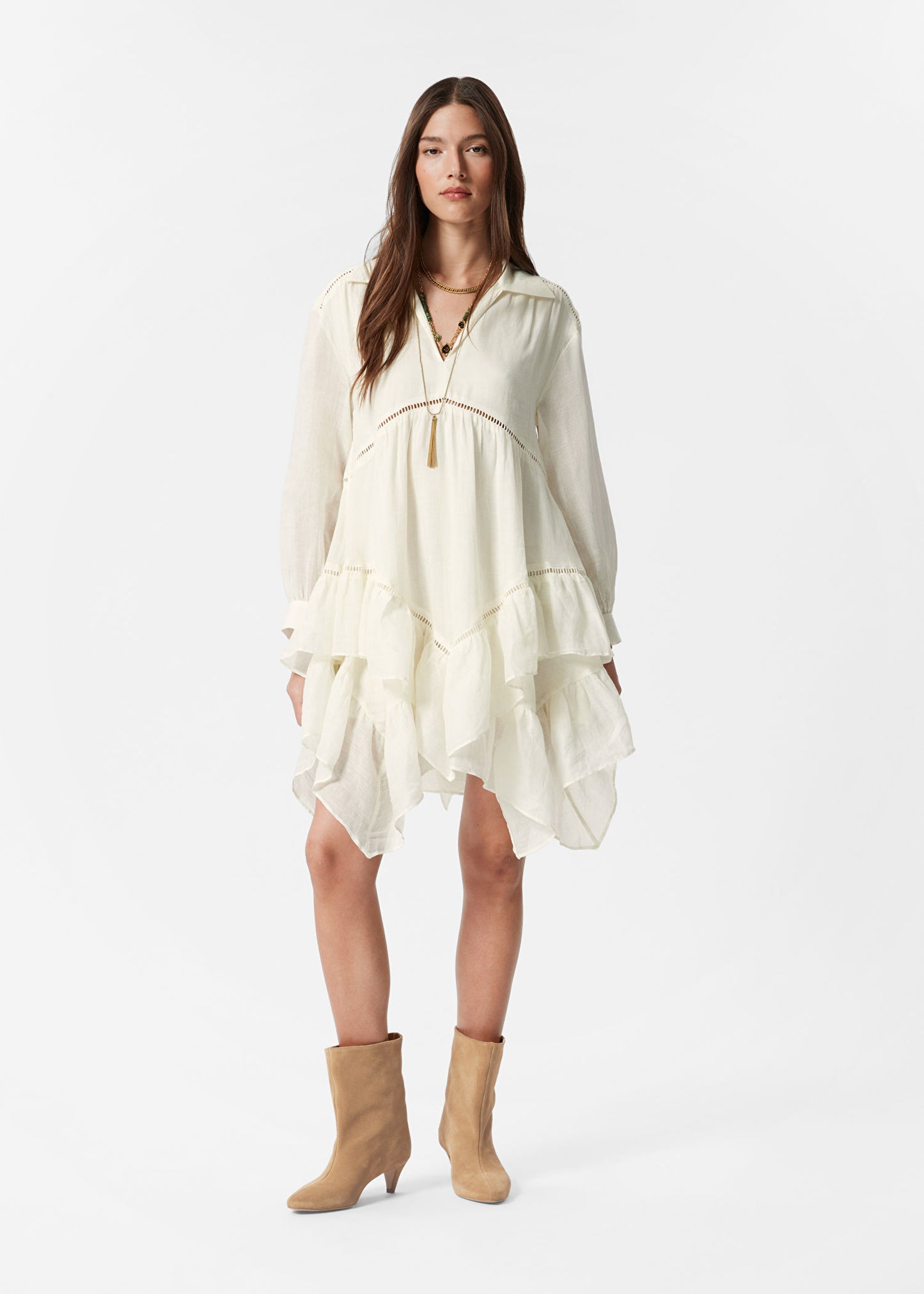 Ruffle Ramie Mini Dress