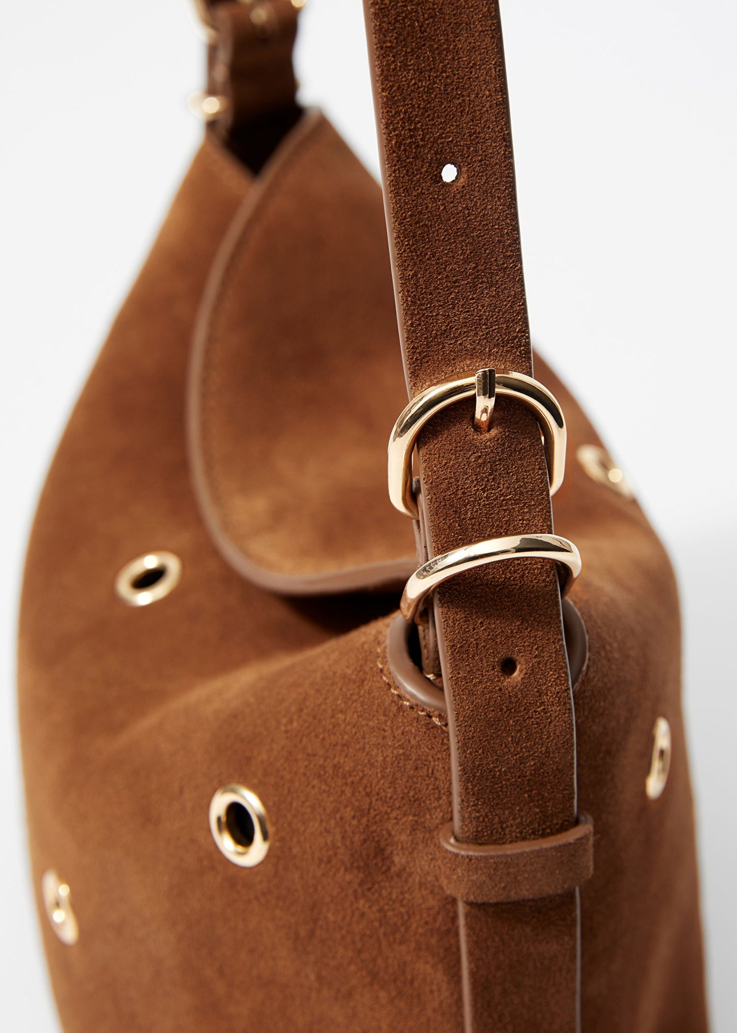 Small Eyelet-Embellished Suede Bag