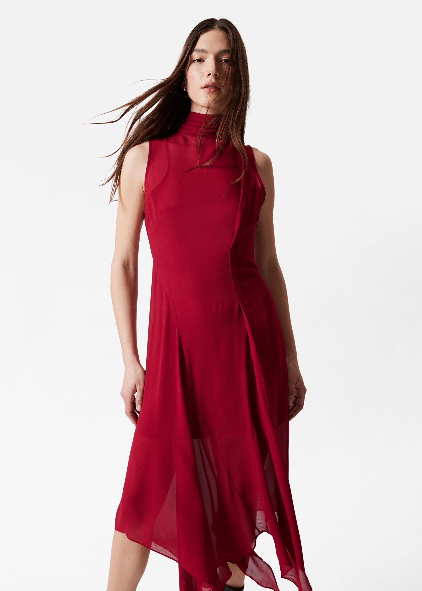 Scarf-Detail Midi Dress