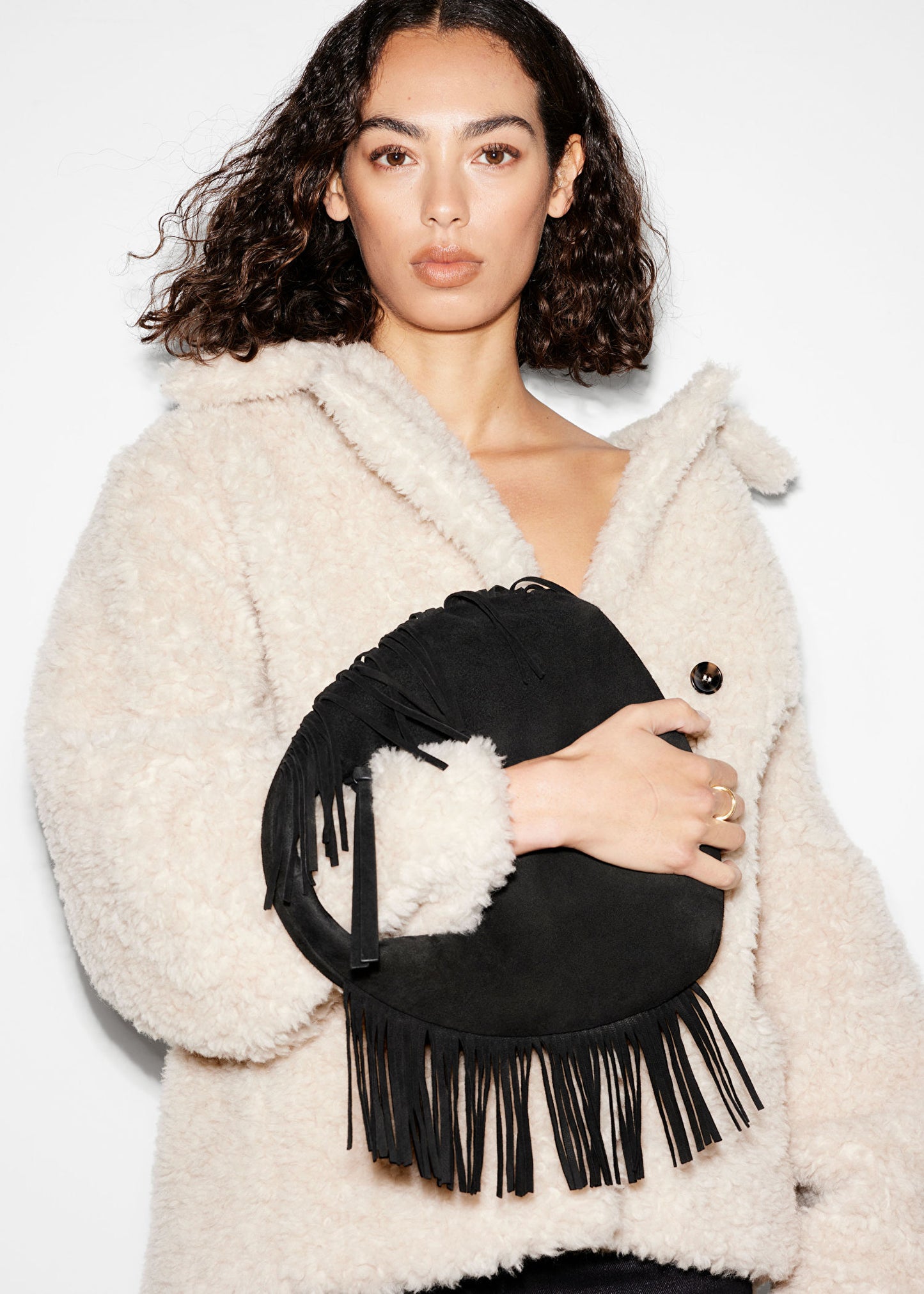 Small Fringed Suede Bag