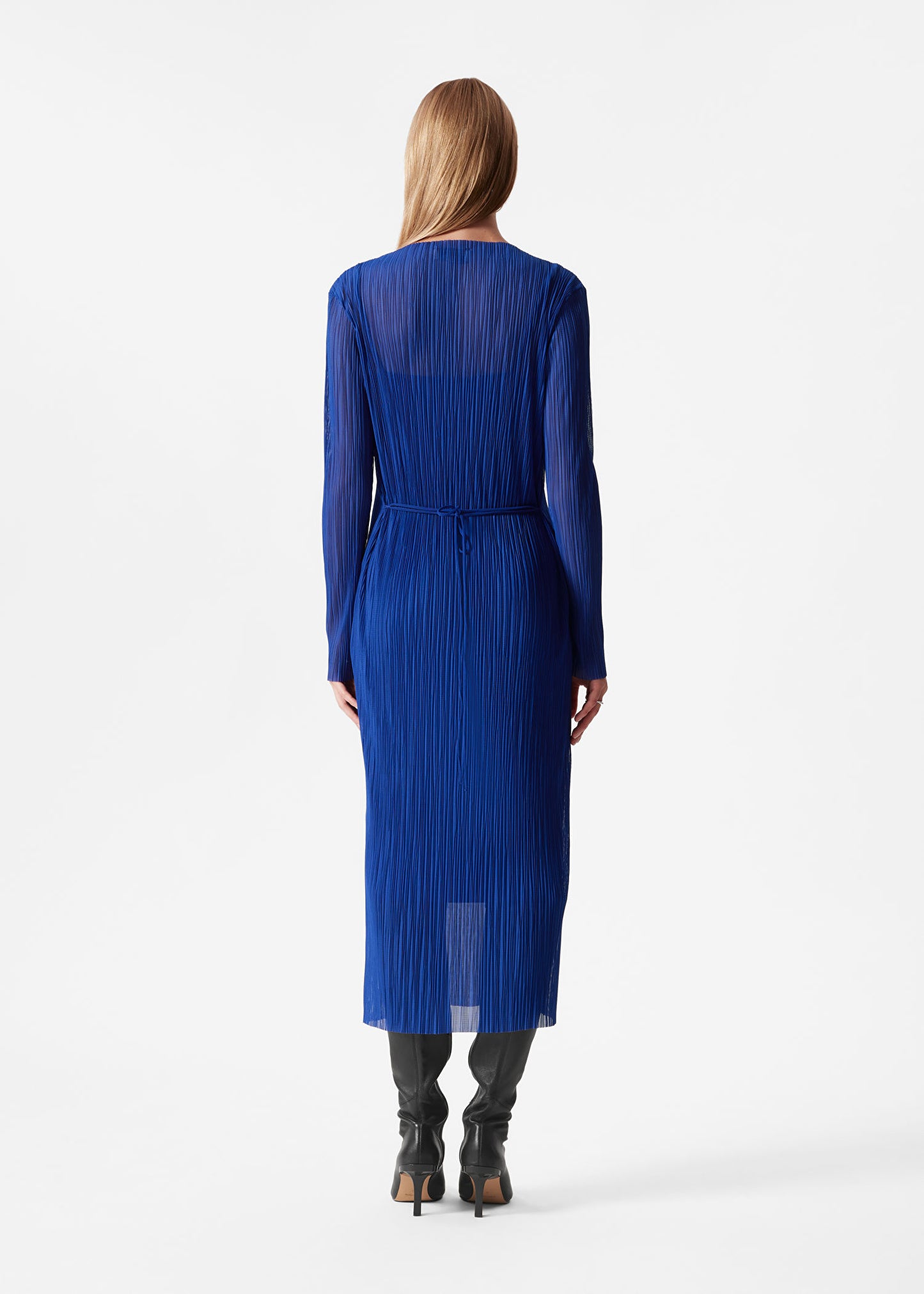 Midi Mock Neck Mesh Dress