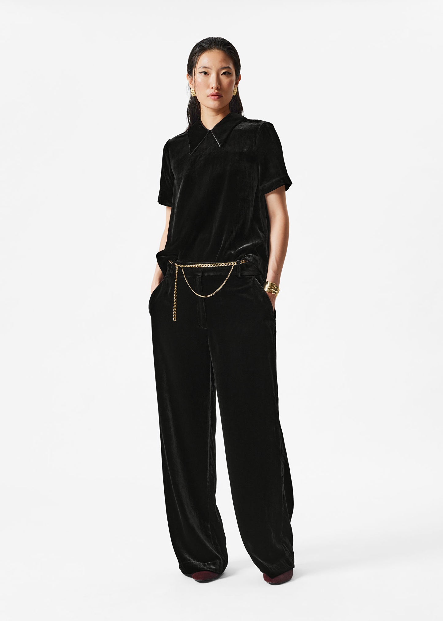 Straight-Leg Velvet Trousers