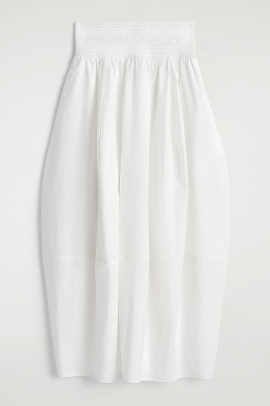Smocked Panelled Midi Skirt
