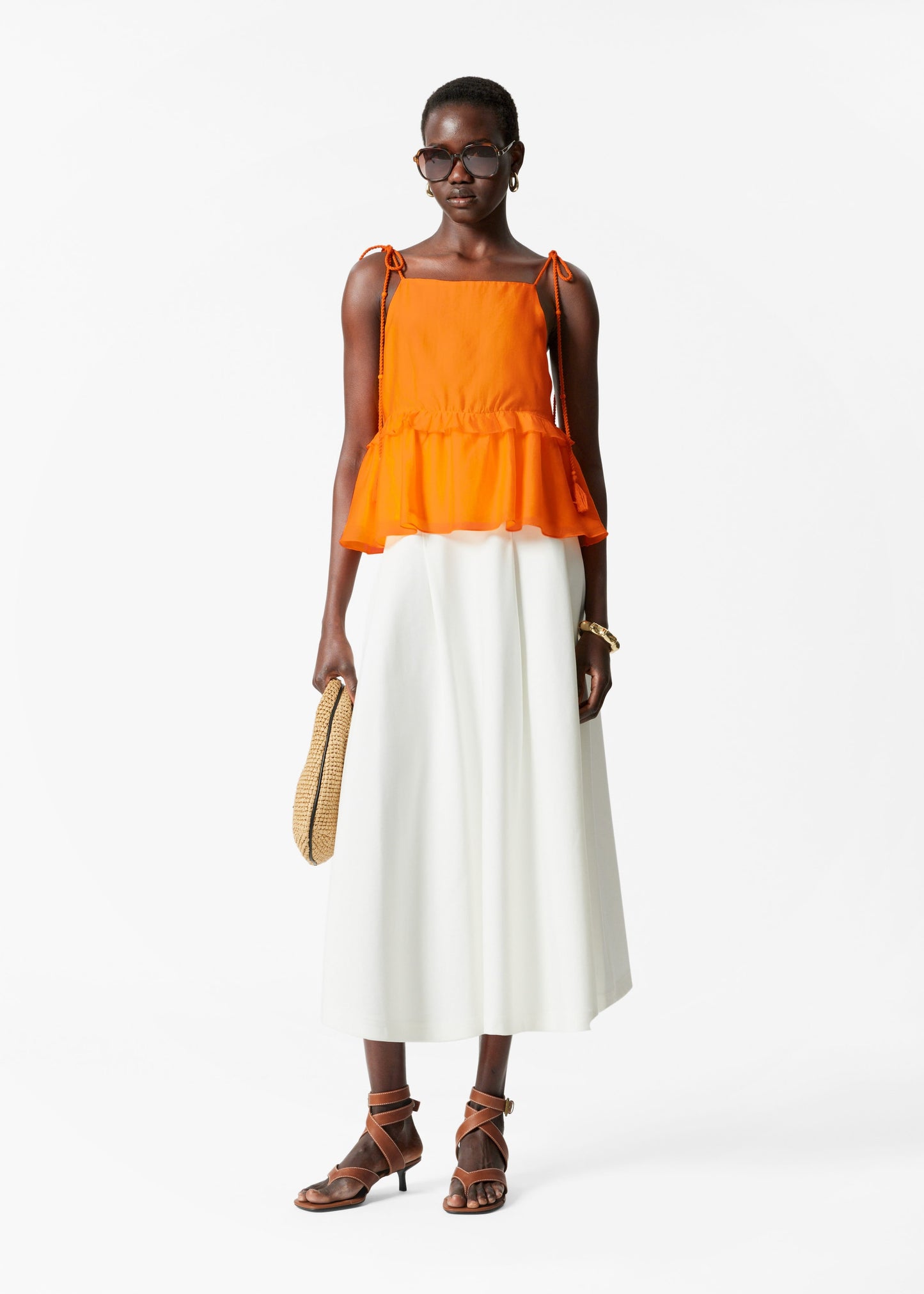 Peplum-Frill Strap Top