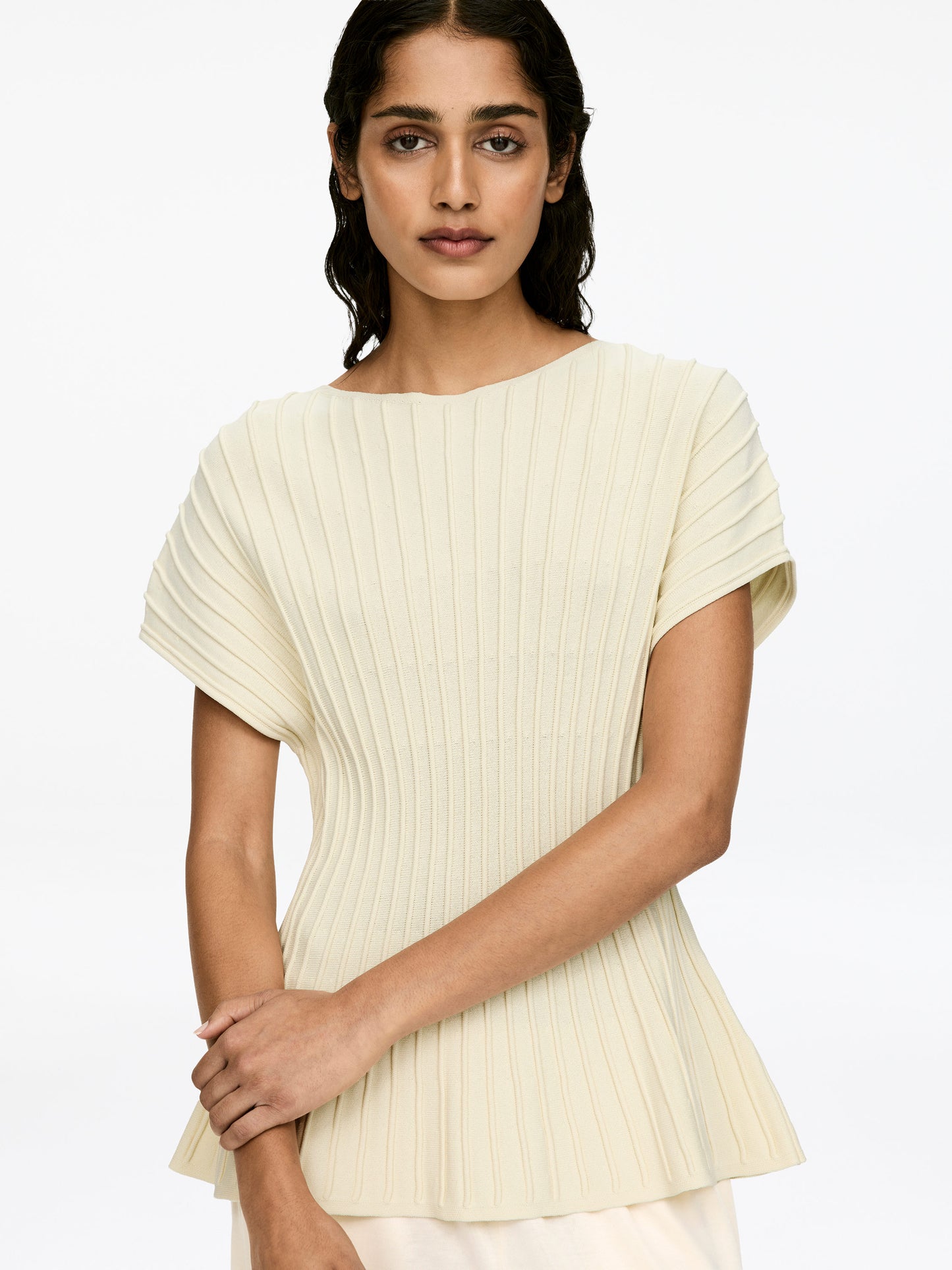 Fine-Knit Peplum Top