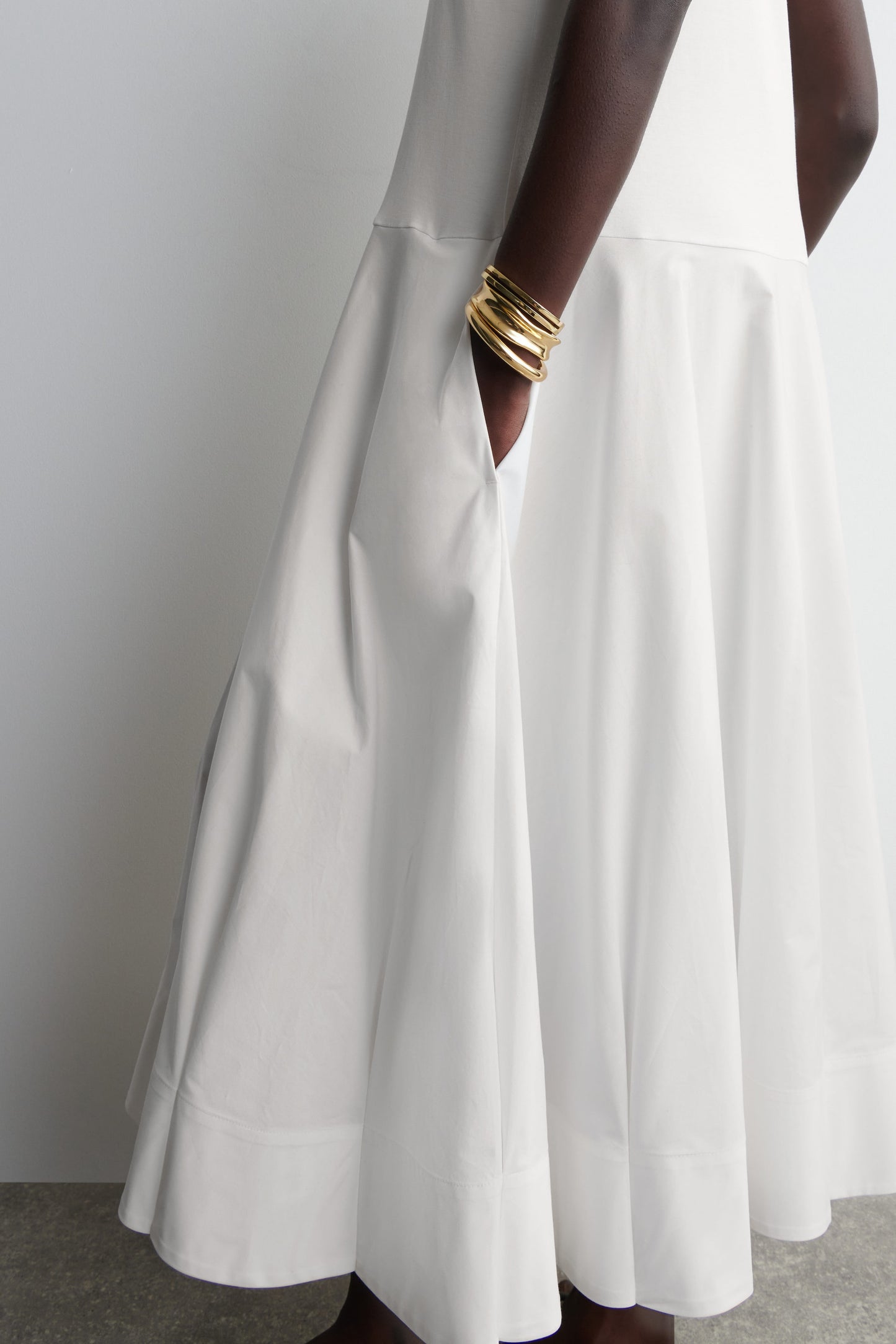Boat-Neck Cotton A-Line Midi Dress