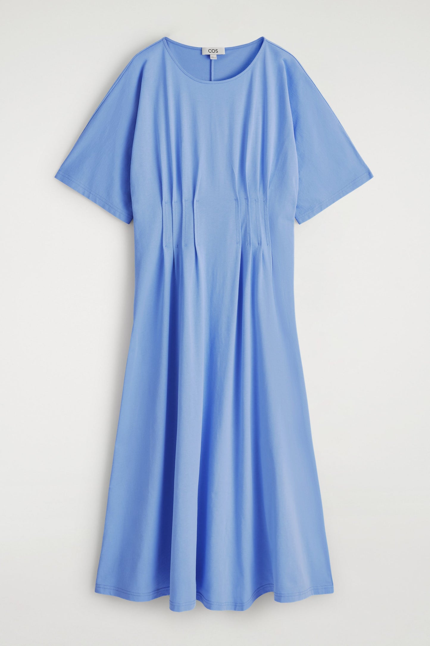 Pintucked Cotton Midi Dress