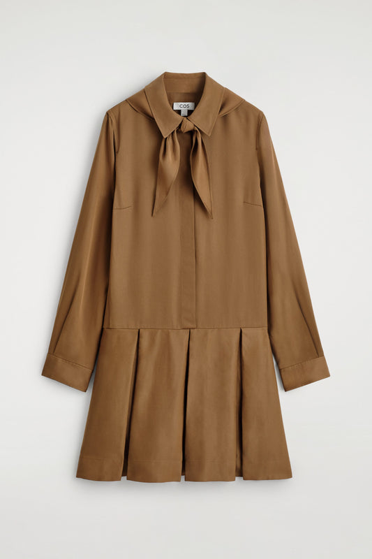 Scarf-Detail Dropped-Waist Mini Dress