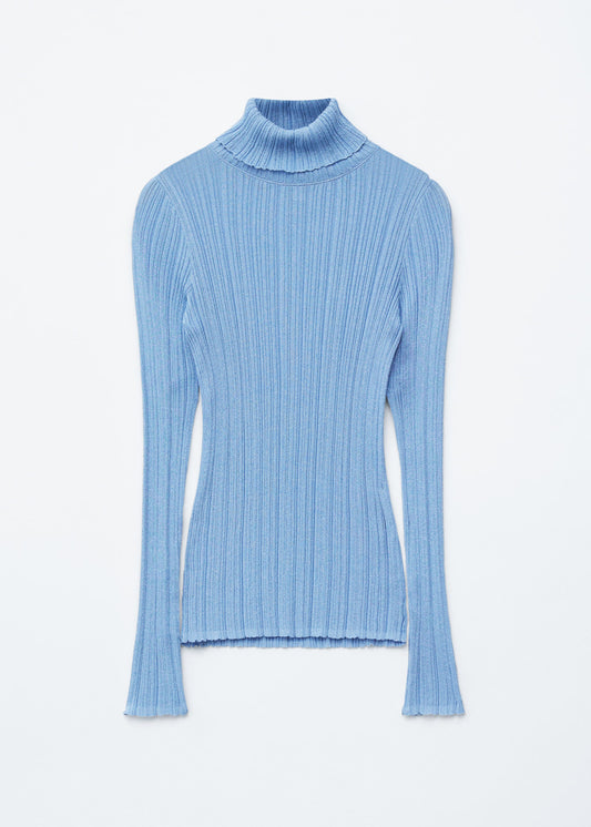 Rib-Knit Lurex Turtleneck