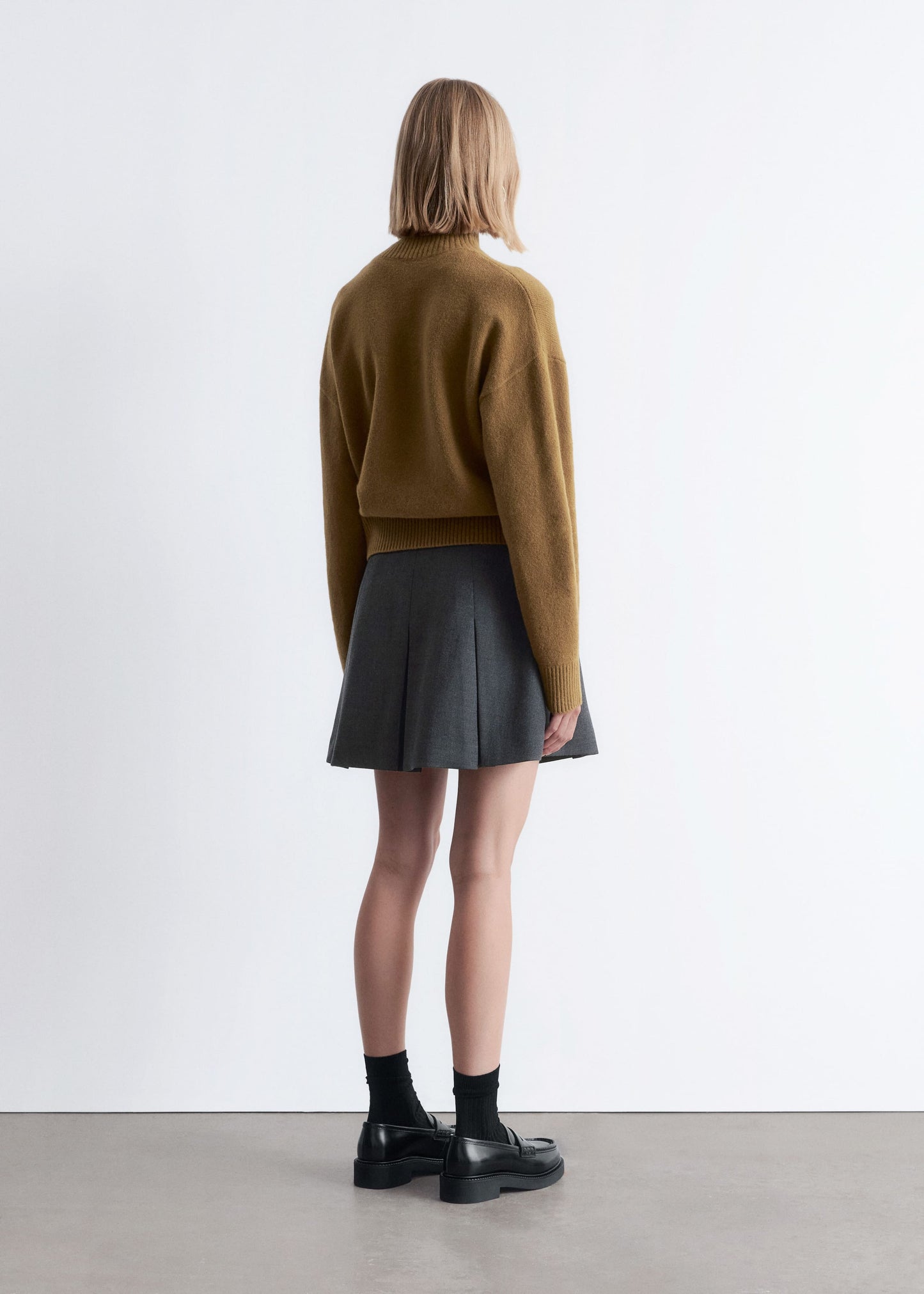 Pleated Wool Mini Skirt