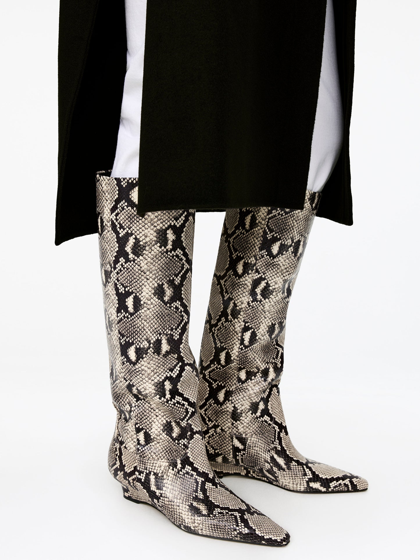 Wedge-Heel Leather Boots
