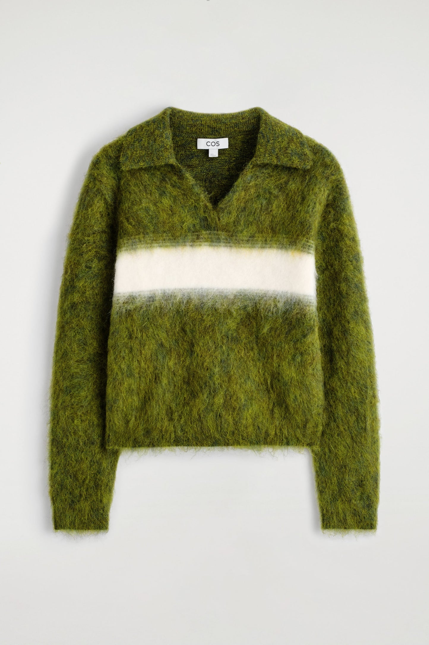 Striped Mohair-Blend Polo Jumper