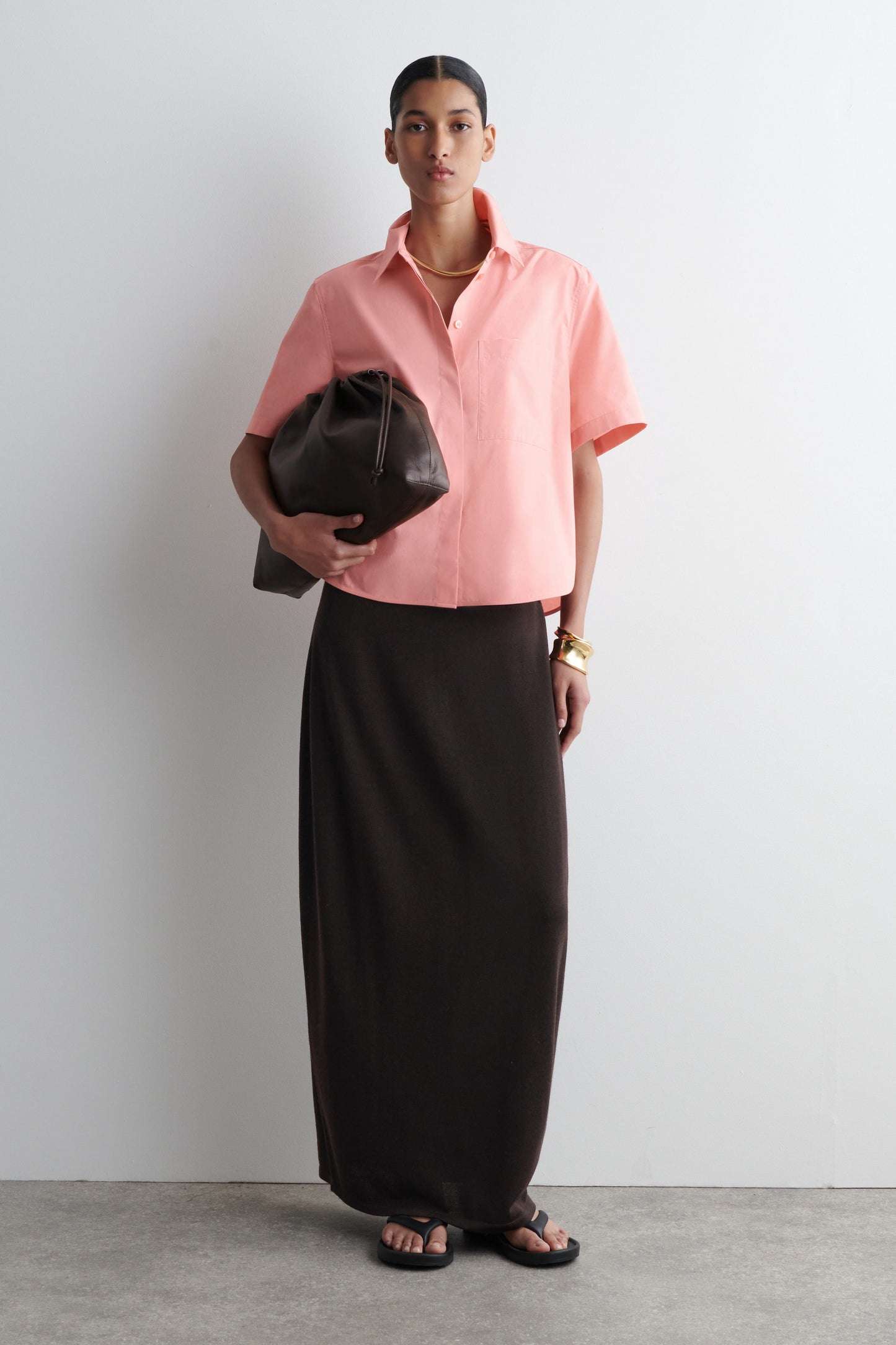 Cropped Short-Sleeved Cotton Shirt
