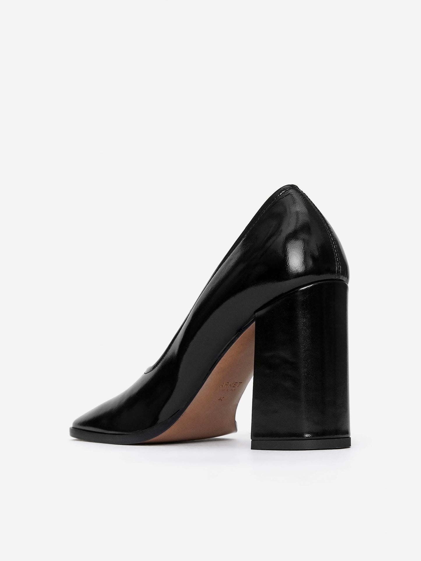 Block Heel Leather Pumps