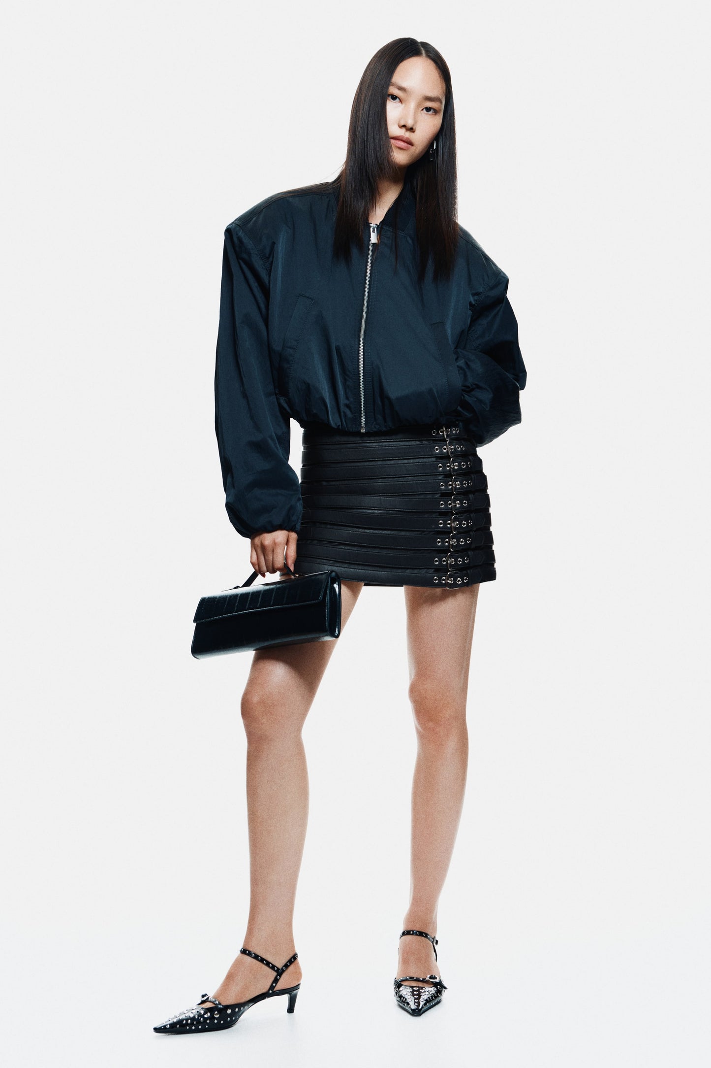 Belt-detail mini skirt