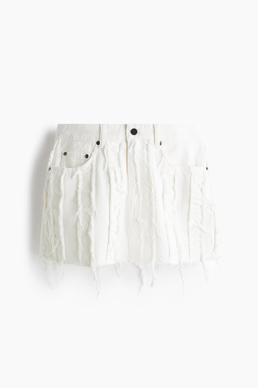 Frayed denim mini skirt