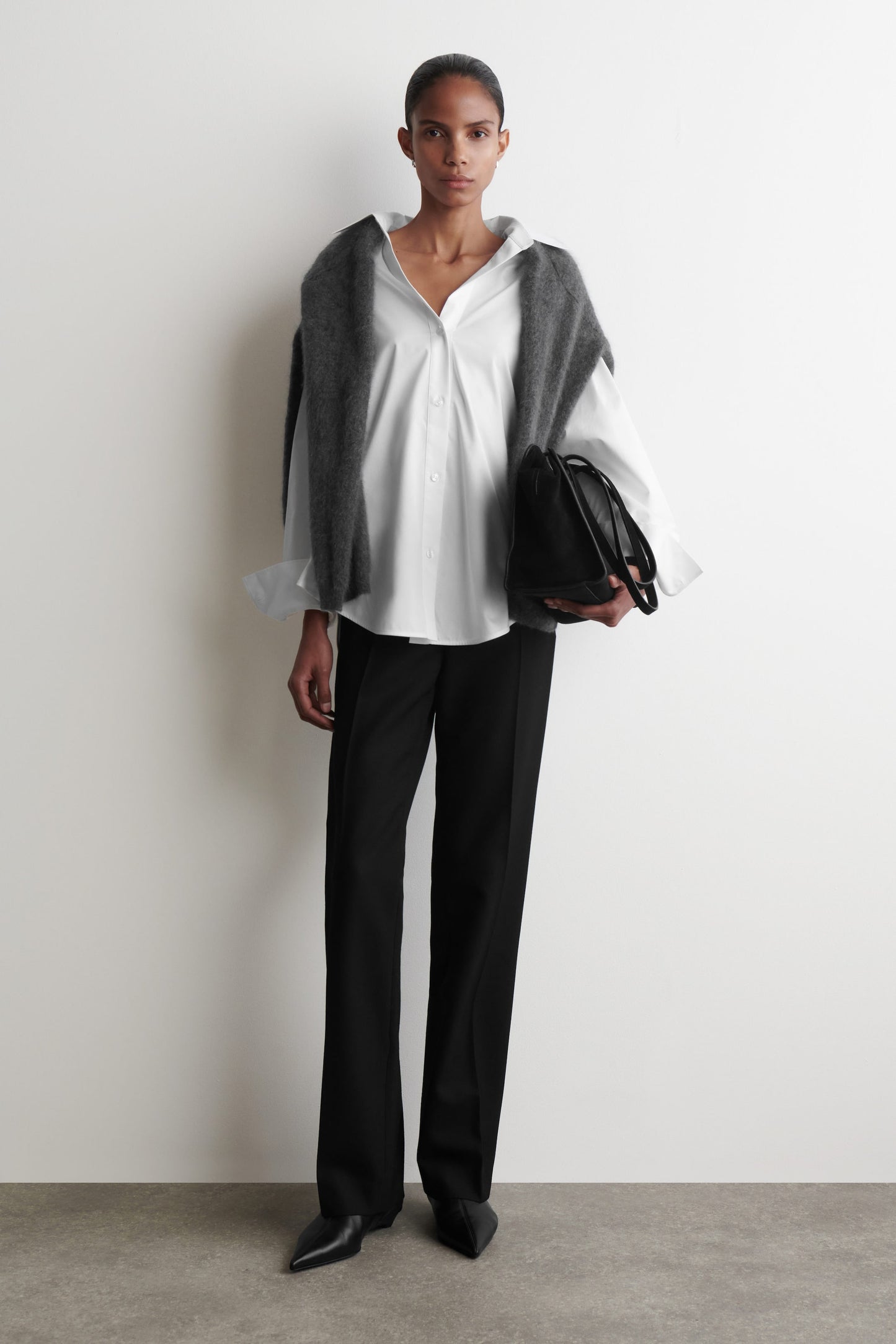 Open-Collar Cotton Shirt