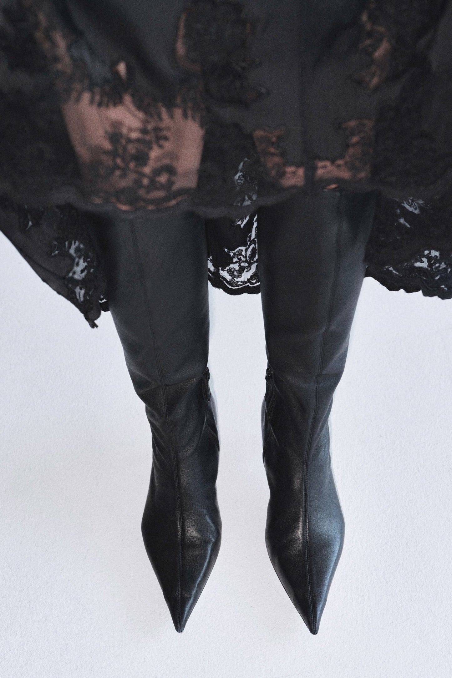 Heeled leather sock boots