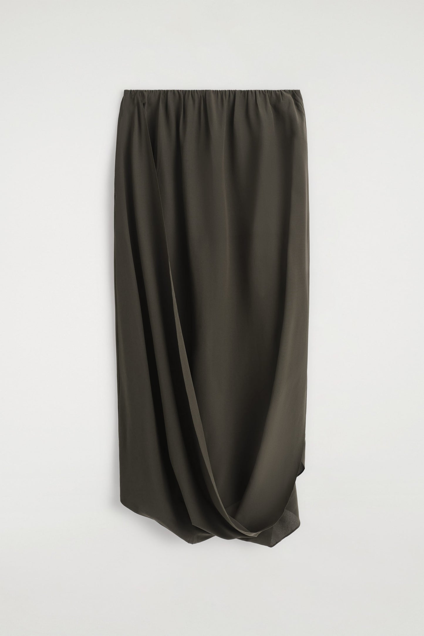 Draped Silk Midi Skirt