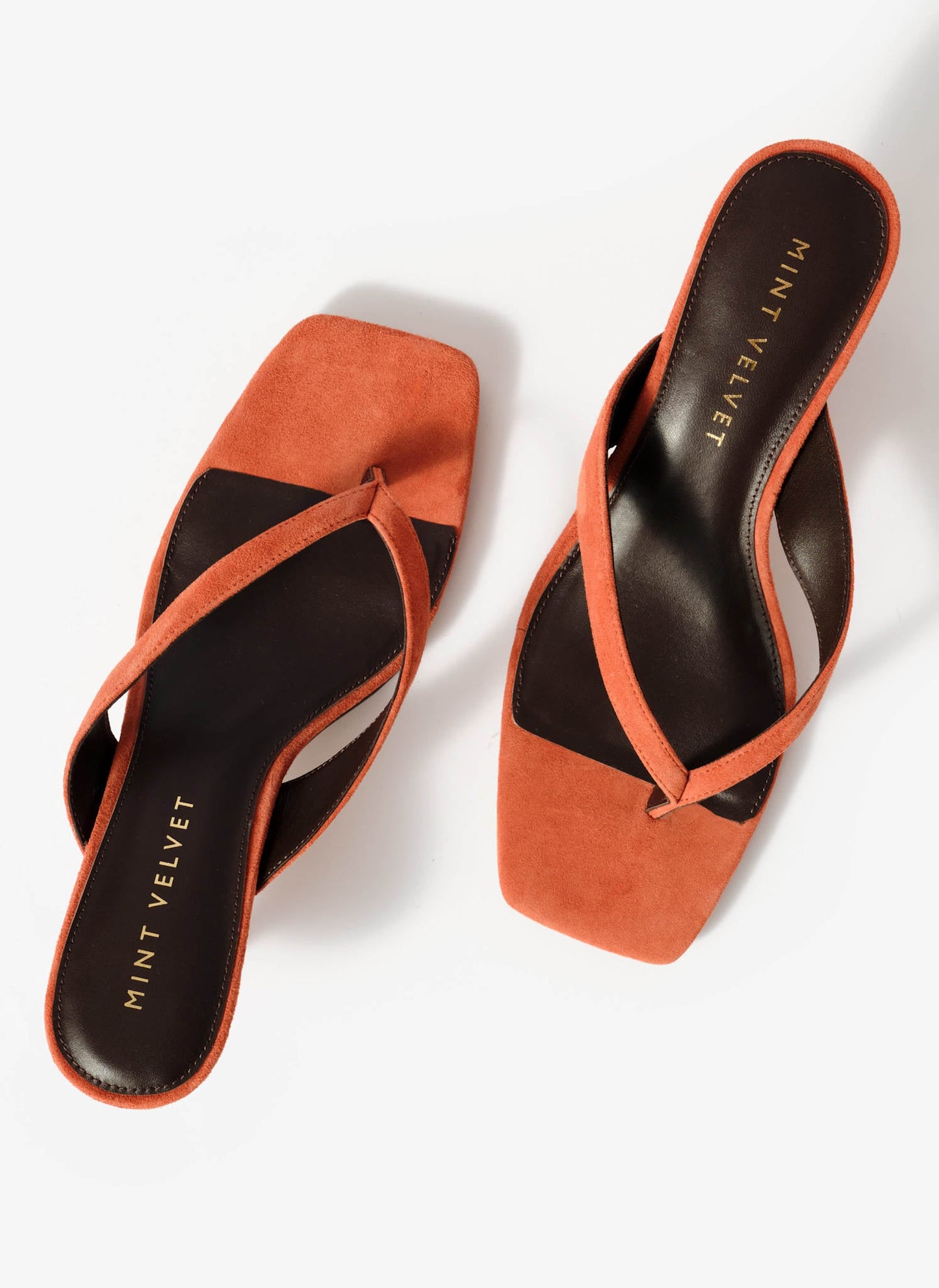 Betty Orange Suede Flip Flop Heels
