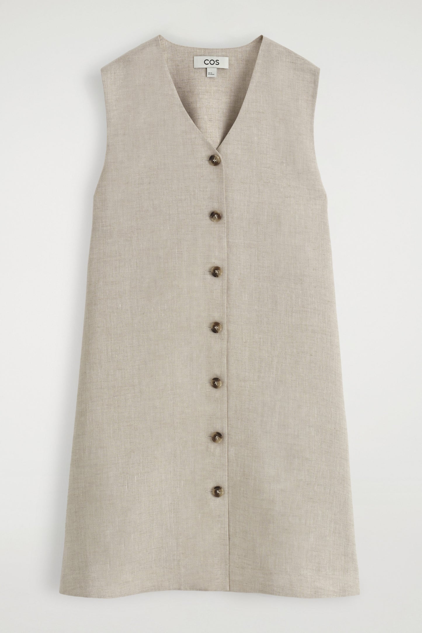 Buttoned Linen Mini Dress